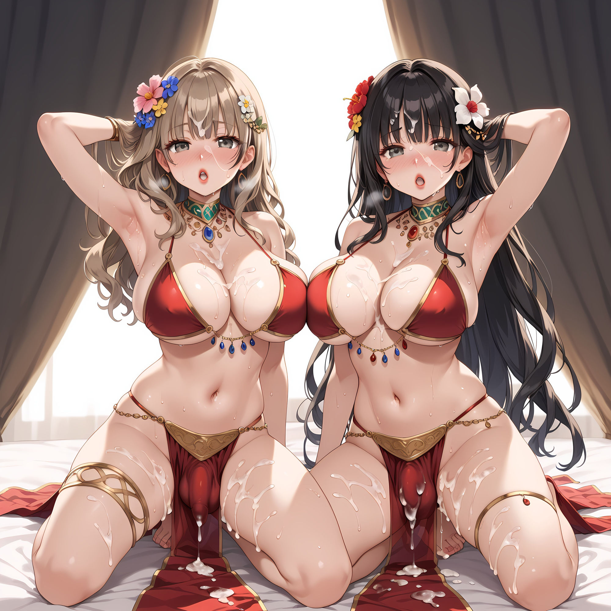 サンプル画像5:ふたなりママさん百合カップルが股間のモッコリを見せてくれるCG集(妄想サチュレーション) [d_461035]