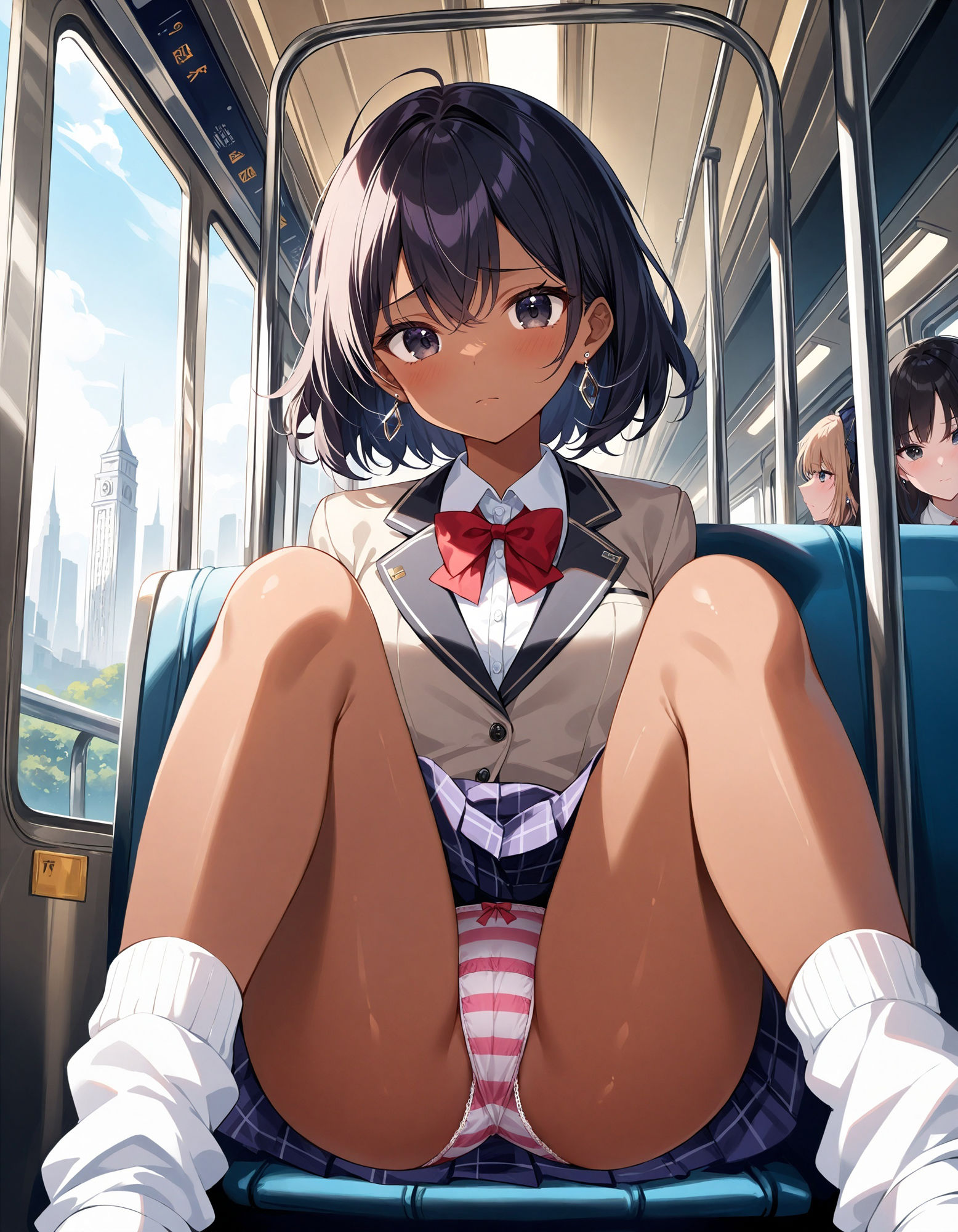 サンプル画像3:電車で対面パンチラ〜黒ギャル制服女子編〜(D.P.H.) [d_461049]