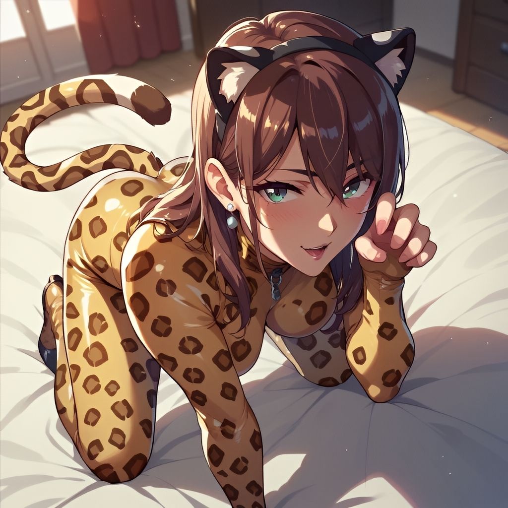 サンプル画像3:ヒョウ柄ぴっちりスーツ(8ball-ai-art) [d_461489]