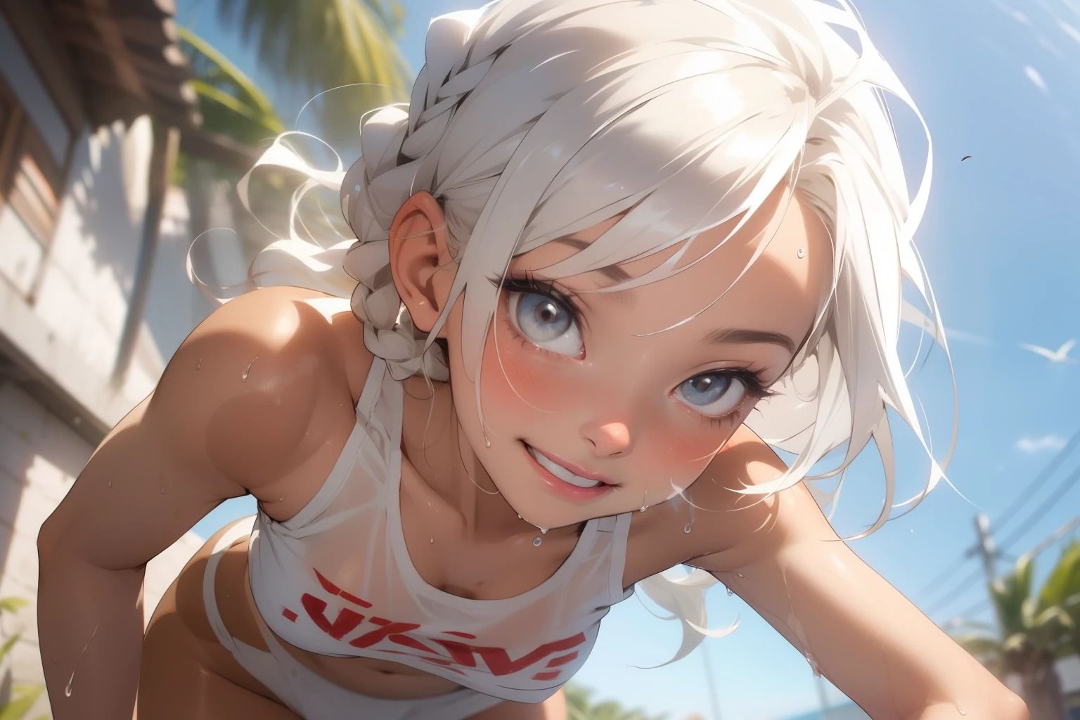 サンプル画像5:褐色肌と白い髪-003(つばさ片っぽ) [d_461681]