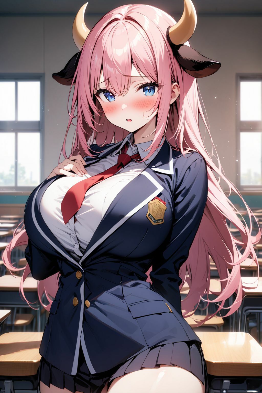 サンプル画像1:異世界学園:ハイスペックな牛獣人JKがエロすぎた件！授業中に母乳を吹きまくりの汁だく中出しSEX！！(聖水の彼方) [d_462151]