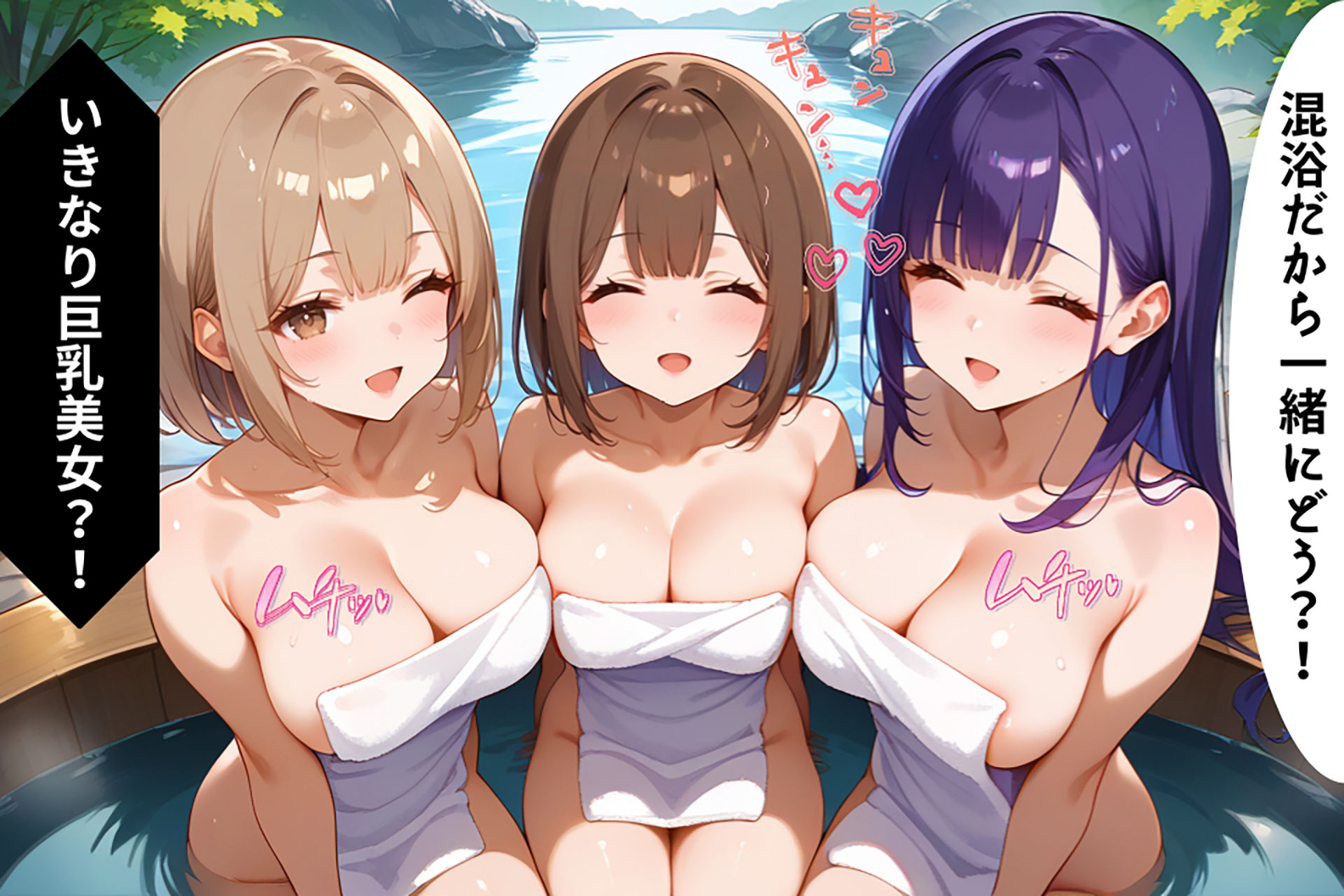 サンプル画像5:○校の同級生たちが露天風呂で俺を取り囲み、止まらない誘惑の夜【セリフ/擬音付き】(ハーレム倶楽部) [d_462573]