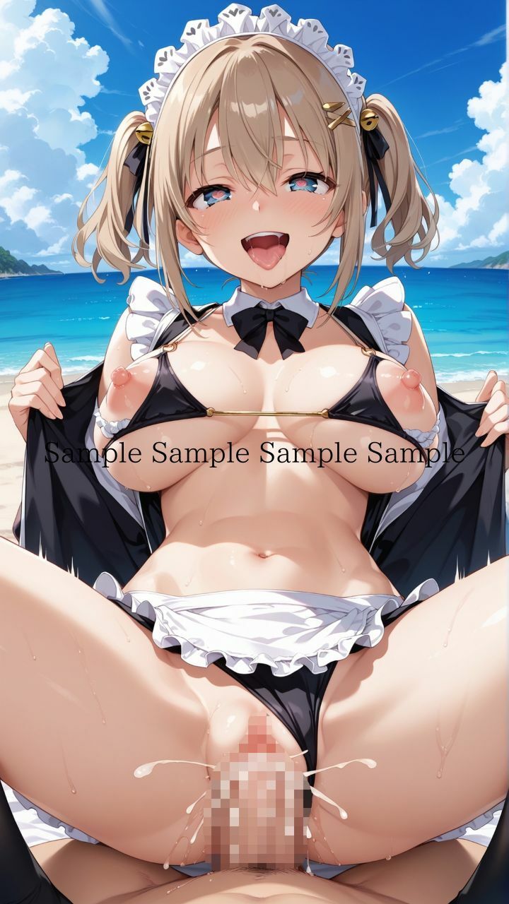 サンプル画像1:夏だ！海だ！堕天使水着エロメイド達とビーチで乱交バカンス！パート2(楽園への誘い) [d_462599]