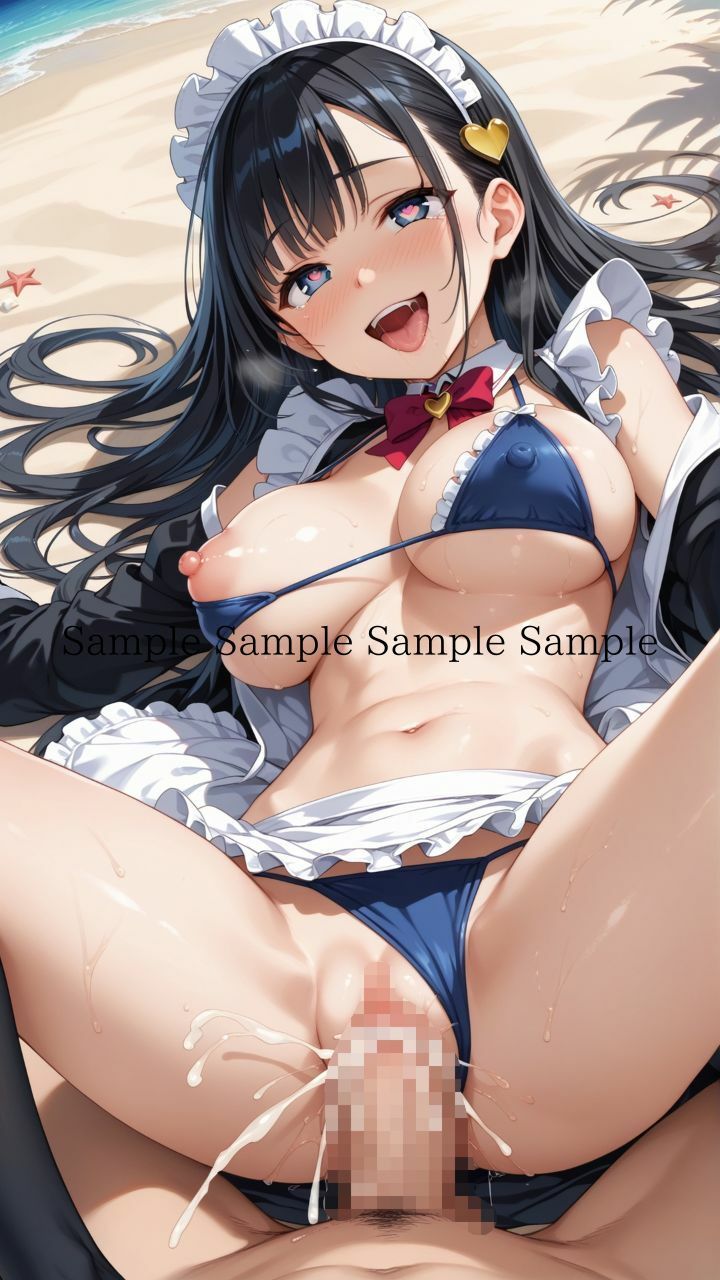 サンプル画像2:夏だ！海だ！堕天使水着エロメイド達とビーチで乱交バカンス！パート2(楽園への誘い) [d_462599]