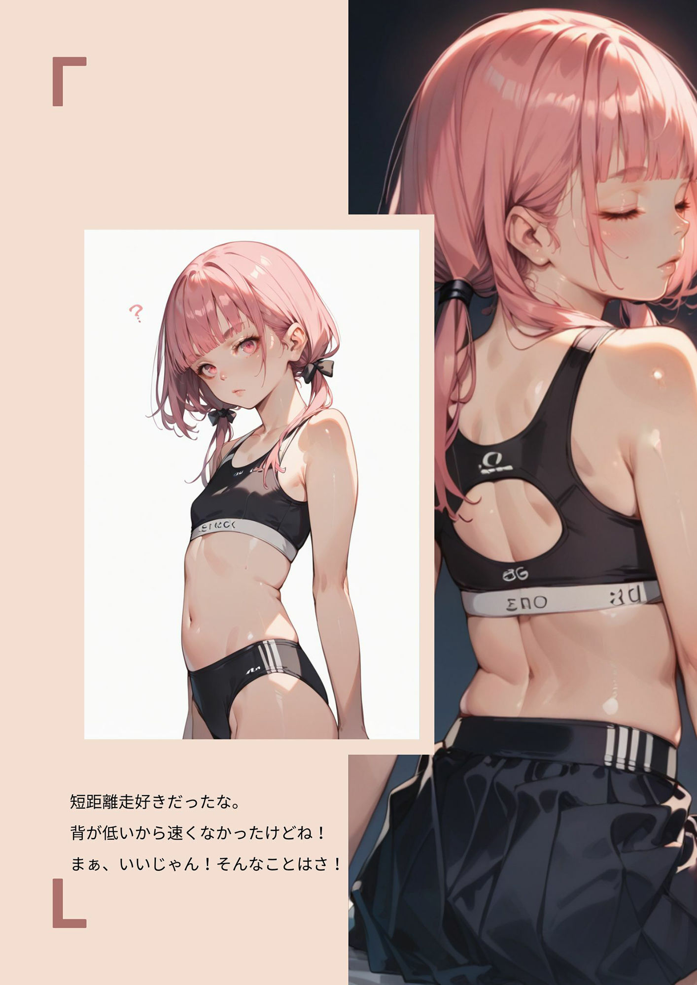 サンプル画像1:「学校行ってた頃は陸上部だったからね、結構締まった身体してると思うよ！おじさん、今日泊めてくれない？」 スポブラが印象的！背が低いのが悩みの元陸上部の家出っ子ちゃん(どっとせりーぬ) [d_462630]