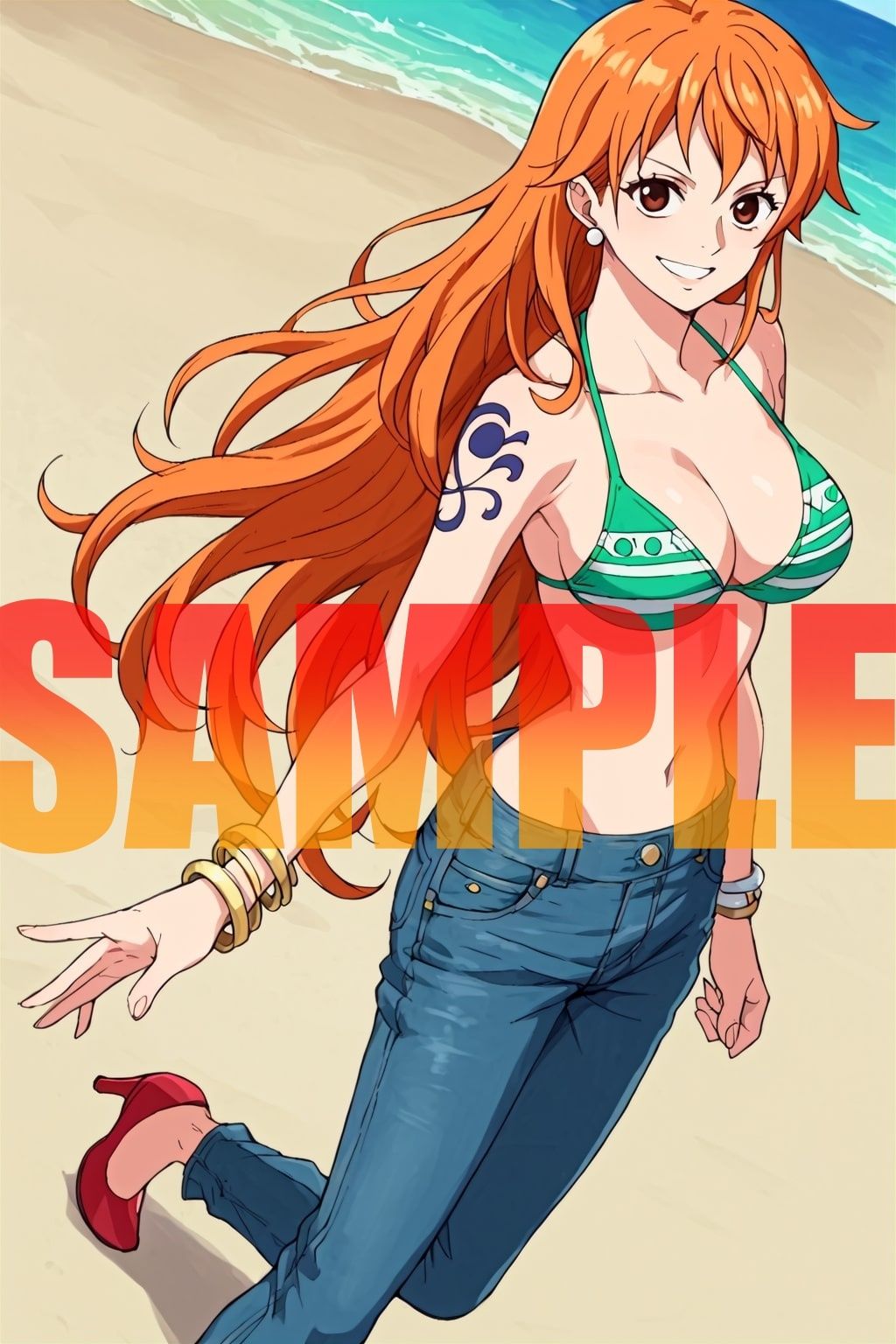 サンプル画像1:ナミ 催〇アプリでキモ汚おじさんに寝とられて ワンピース ナミ(AI@アニメ美女倶楽部) [d_462897]