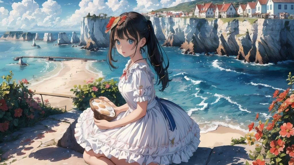 サンプル画像5:海辺のロリィタ少女イラスト集(こがねトワイライト) [d_463195]