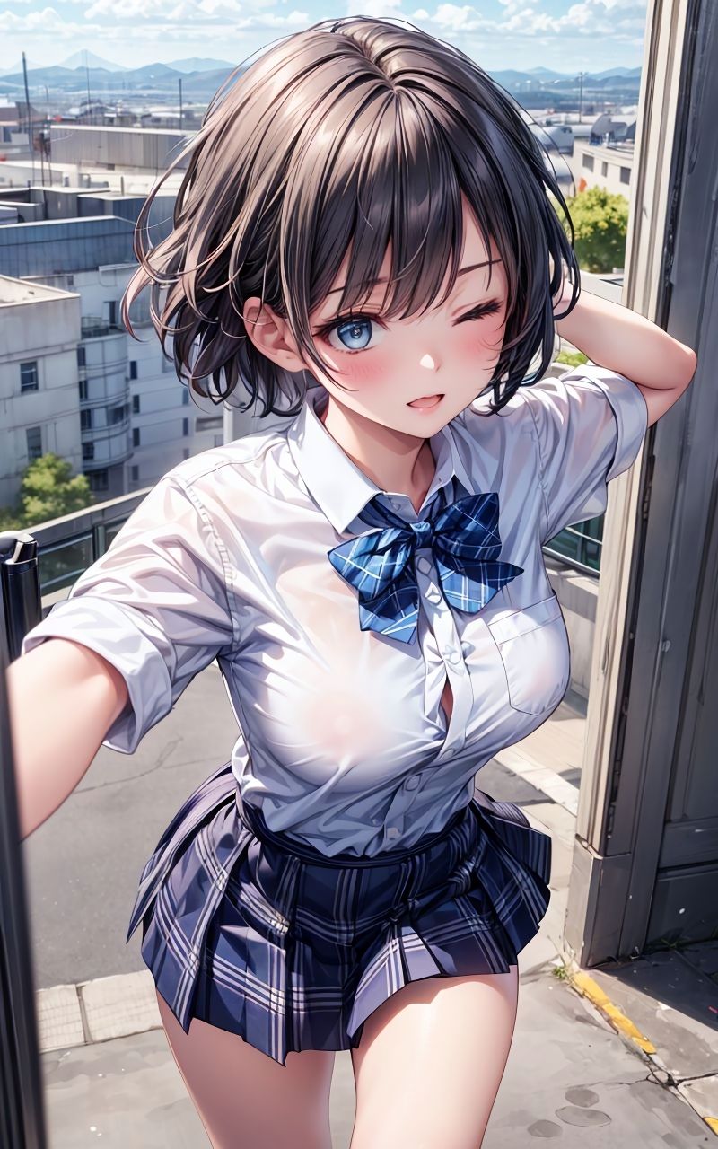 サンプル画像1:グラビア＆裏画像 JKアイドル 桑名海空 青制服バージョン(AIらぼんぬ) [d_463686]