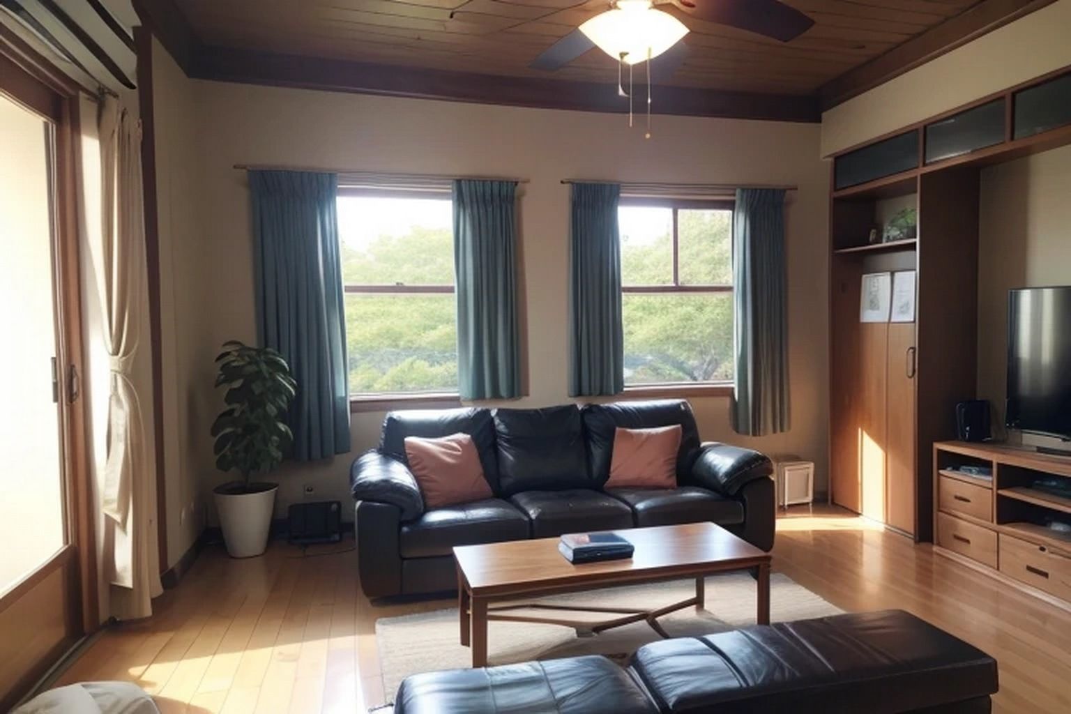 サンプル画像1:リビングルーム 背景素材(豊川内角) [d_464254]