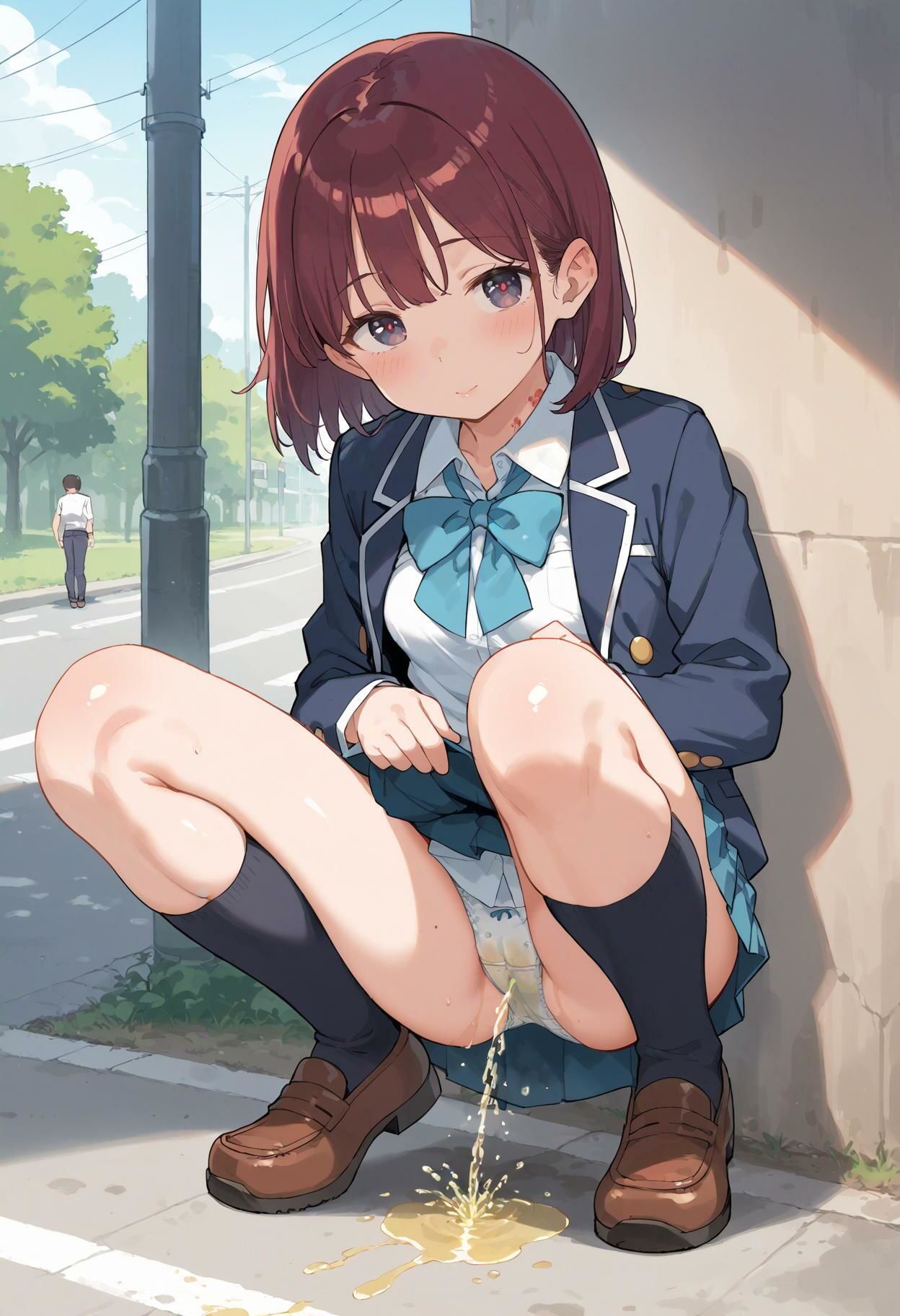 サンプル画像5:【かわいい女子校生のオシッコ】通学途中でお漏らし(AI_Peeパンティ) [d_464312]