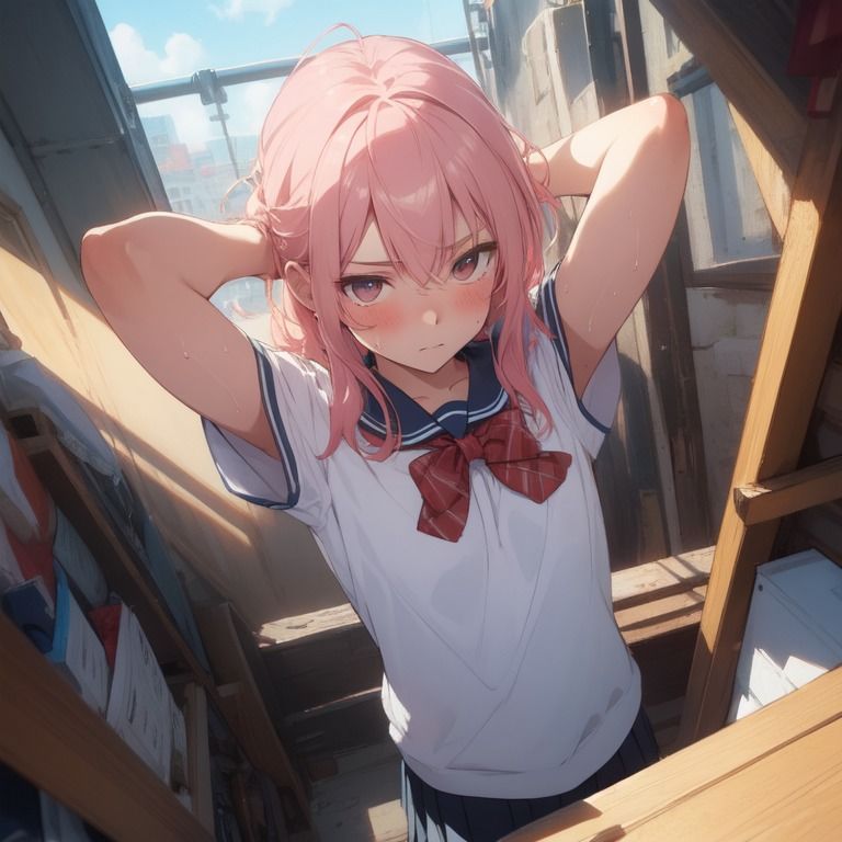 サンプル画像1:【127枚】放課後美少女のじっとり汗ばむ腋(紺色ドリーム) [d_464340]