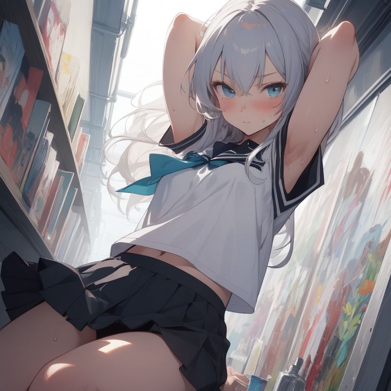 サンプル画像3:【127枚】放課後美少女のじっとり汗ばむ腋(紺色ドリーム) [d_464340]