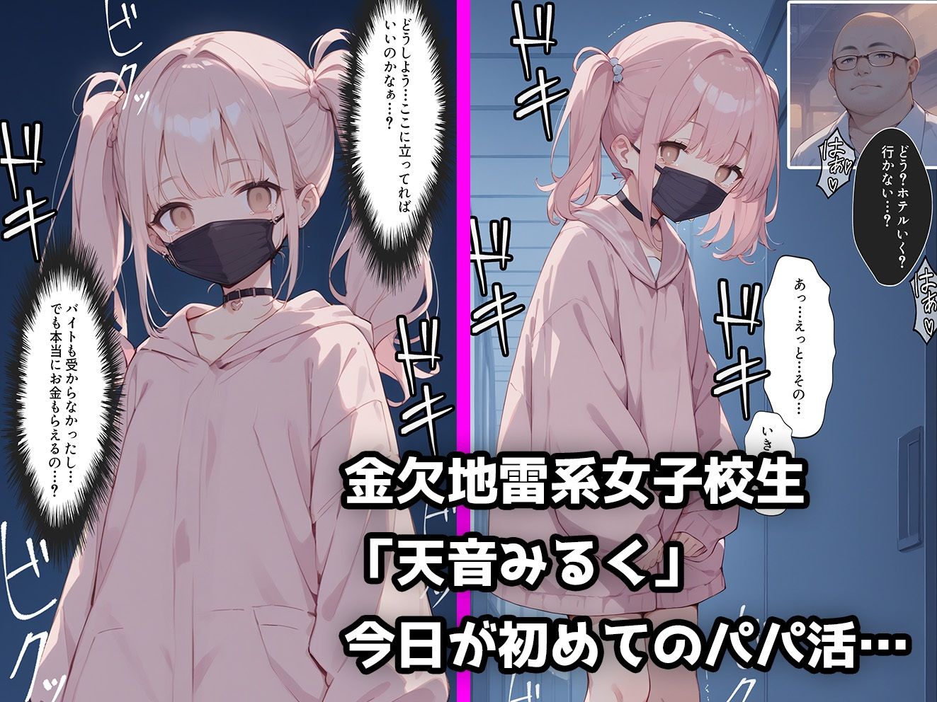 サンプル画像1:初めてのパパ活で地獄を見た地雷ちゃんの話【セリフ付き】(aiもみむ出版) [d_464360]