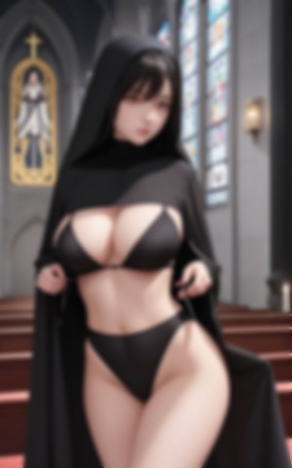 サンプル画像3:教会で魅せる豊満ボディ淫乱巨乳シスターの色仕掛け写真集93枚(AI美女ミルク) [d_464464]