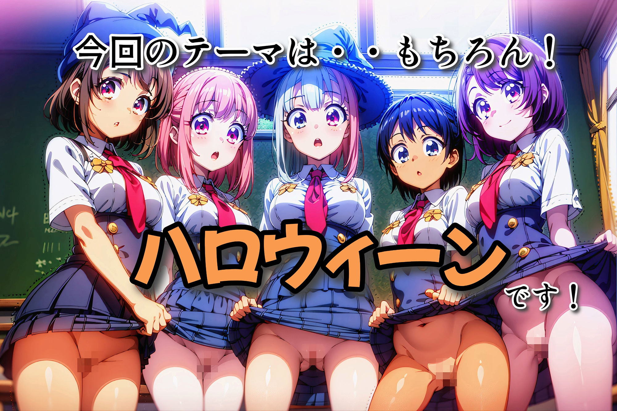 サンプル画像1:制服美少女 ハロウィン露出大行進！(Pretty Sushi Girls) [d_464512]