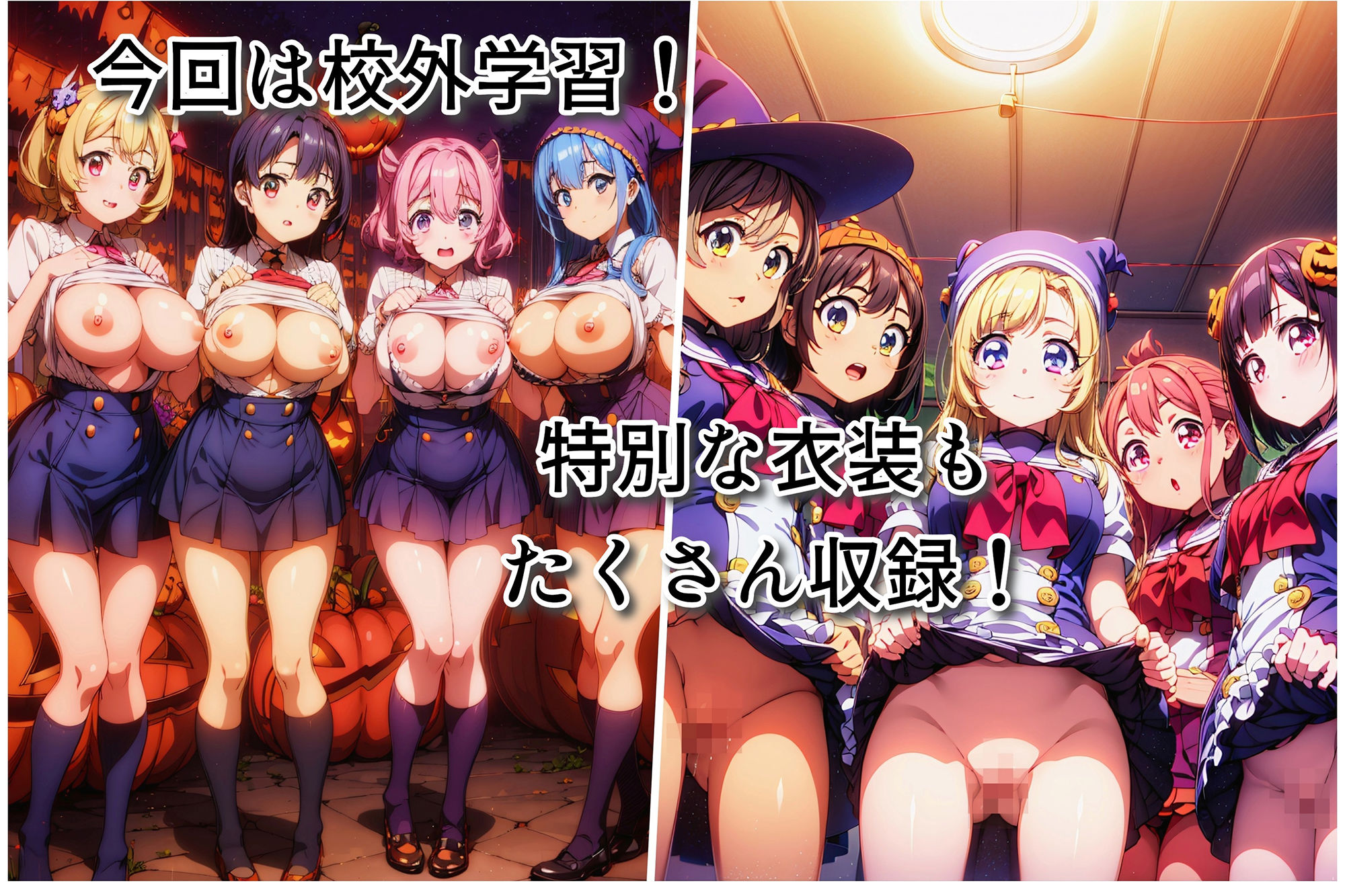 サンプル画像2:制服美少女 ハロウィン露出大行進！(Pretty Sushi Girls) [d_464512]