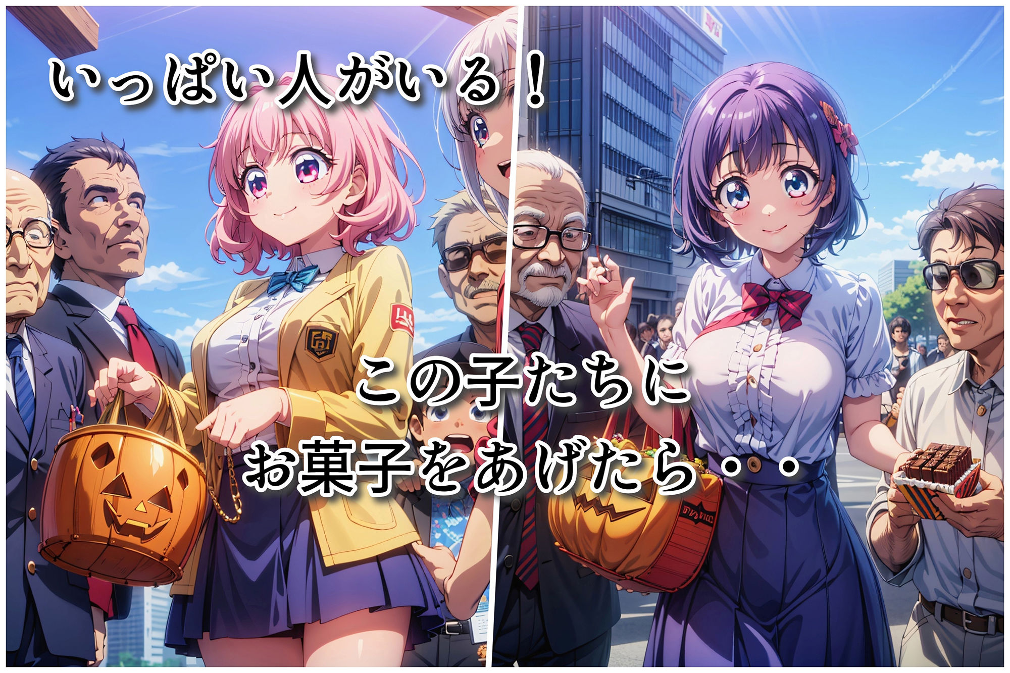 サンプル画像3:制服美少女 ハロウィン露出大行進！(Pretty Sushi Girls) [d_464512]