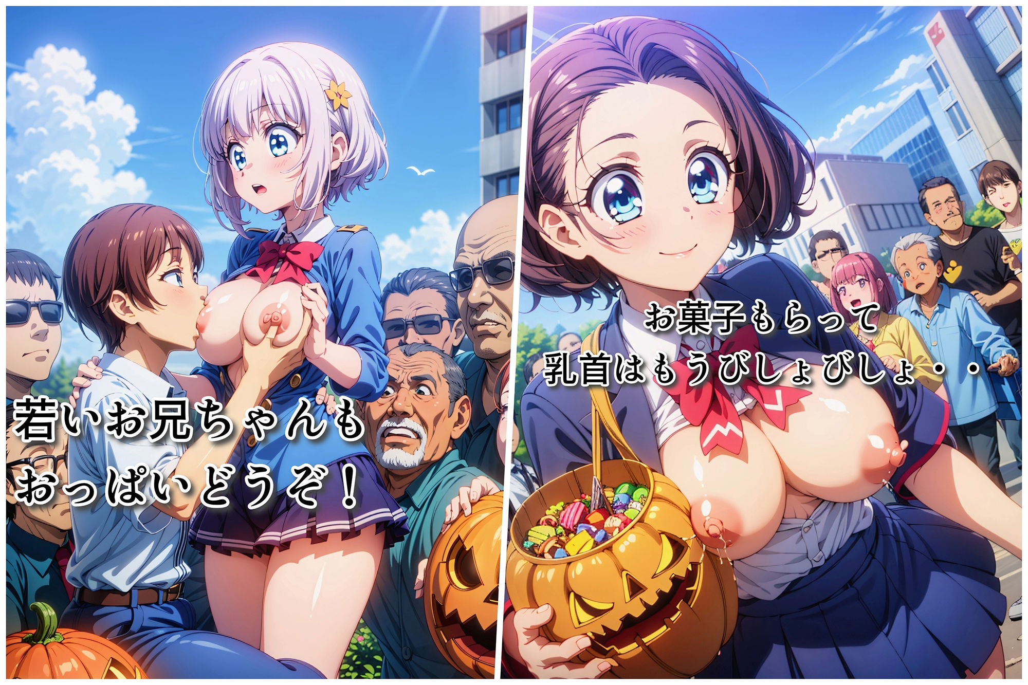 サンプル画像5:制服美少女 ハロウィン露出大行進！(Pretty Sushi Girls) [d_464512]