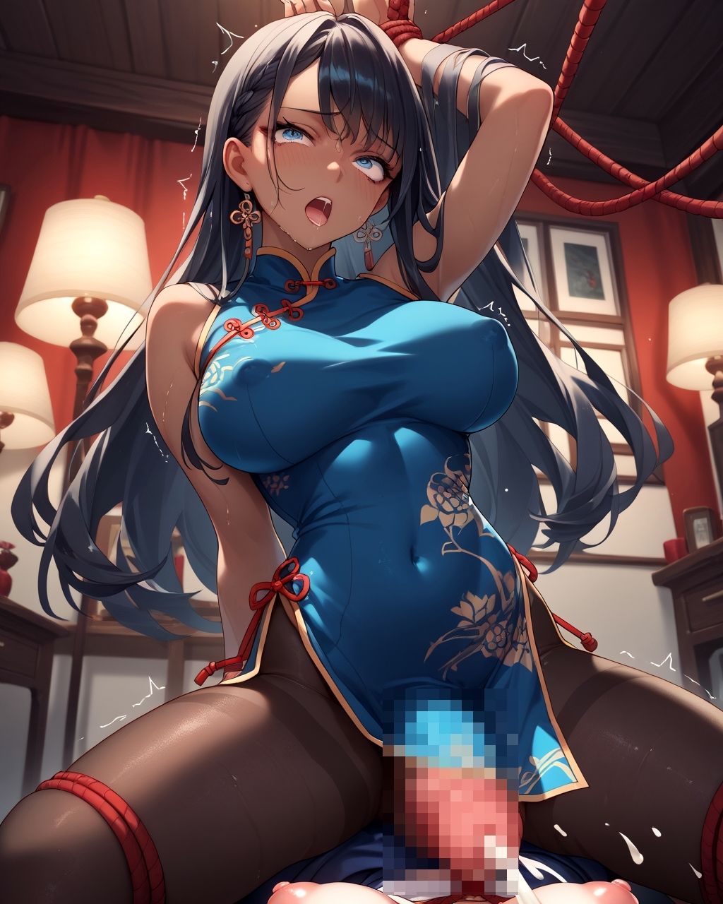 えっちなふたなり褐色美人さん チャイナドレス編のサンプル画像 6