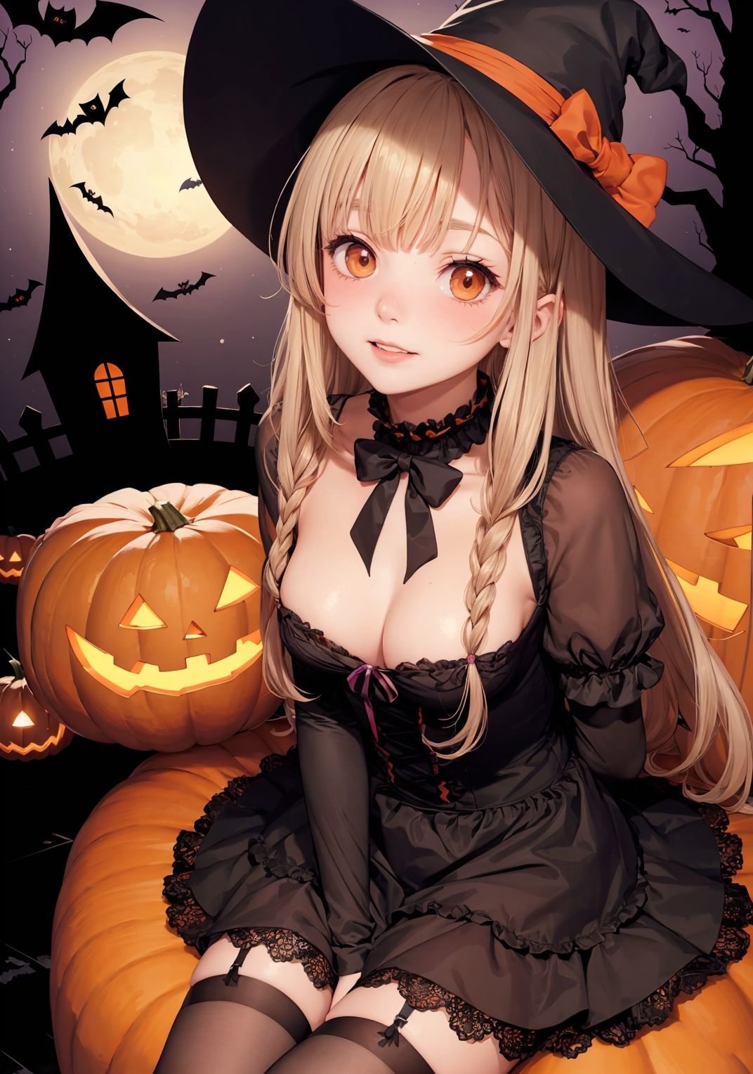 サンプル画像1:【ハロウィン美少女AIイラスト集】AI HALLOWEEN MODE【PNG97枚/PDF付】(Alice Museum) [d_464981]