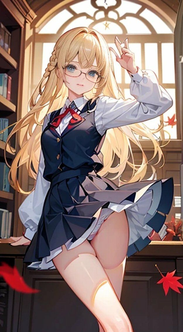 サンプル画像2:金髪メガネ少女図書館デートパンチラ画像集(榊原大造) [d_465250]