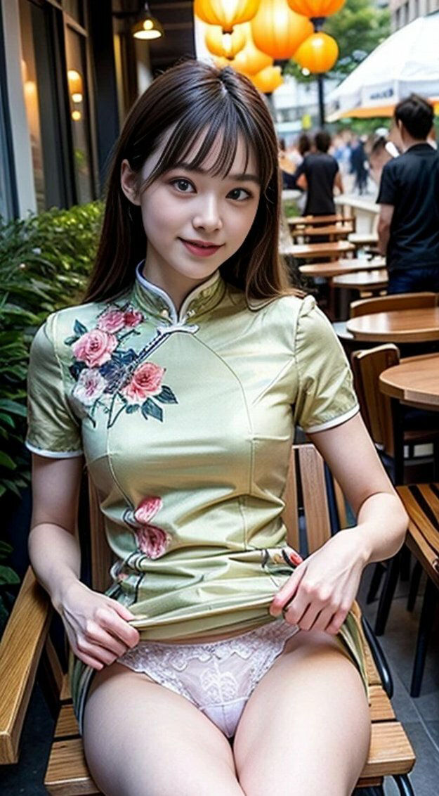 サンプル画像3:チャイナドレスキャバ嬢カフェテラスパンチラ画像集(榊原大造) [d_465413]