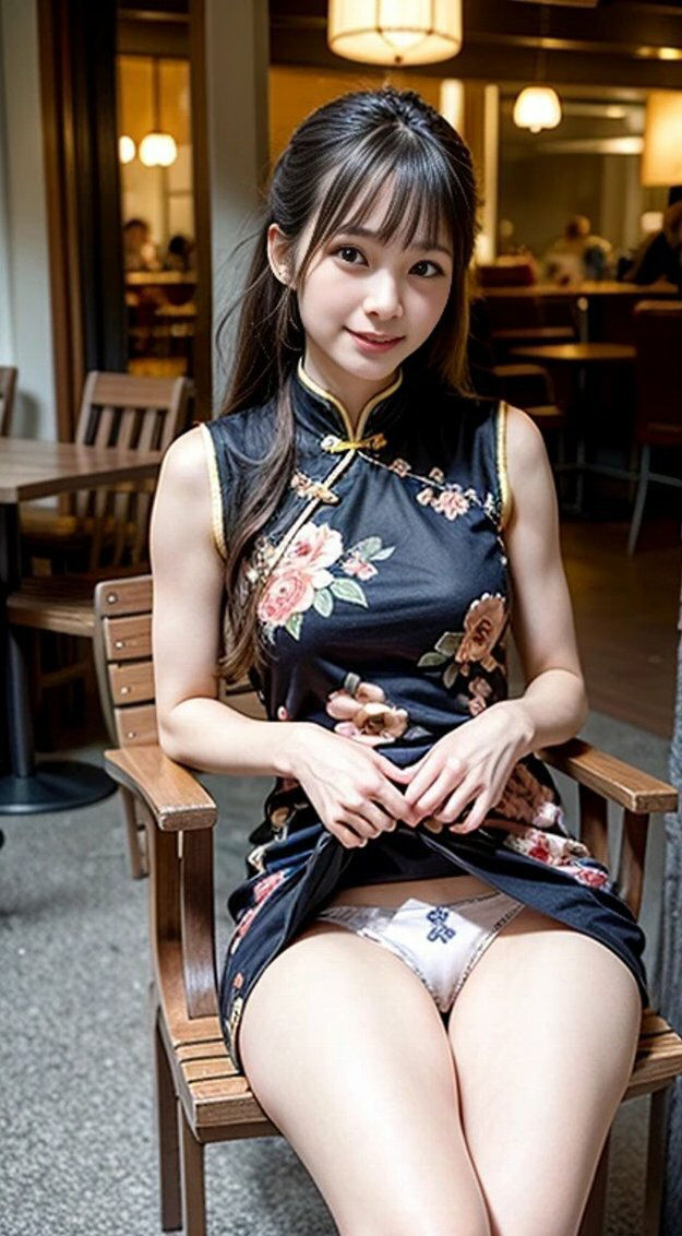 サンプル画像5:チャイナドレスキャバ嬢カフェテラスパンチラ画像集(榊原大造) [d_465413]