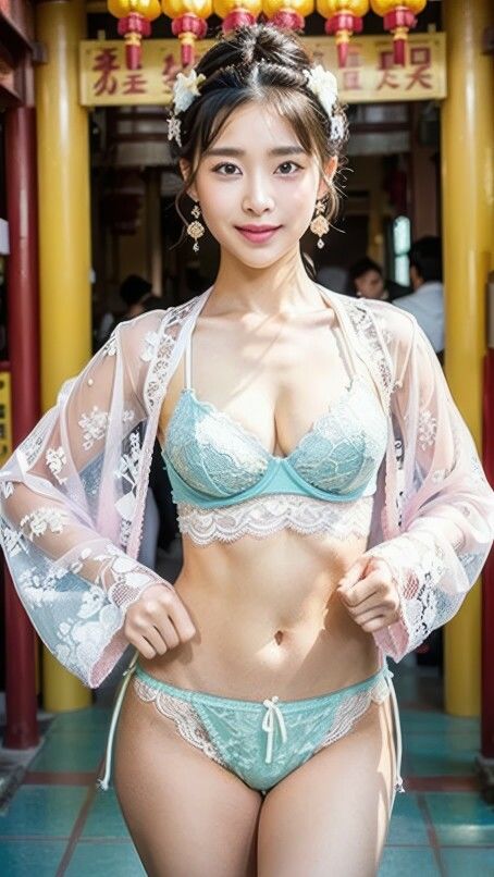 サンプル画像5:AI生成 セクシーコスプレ 漢服ランジェリー待ち受けコレクション Vol.4(美伝プロジェクト) [d_465974]