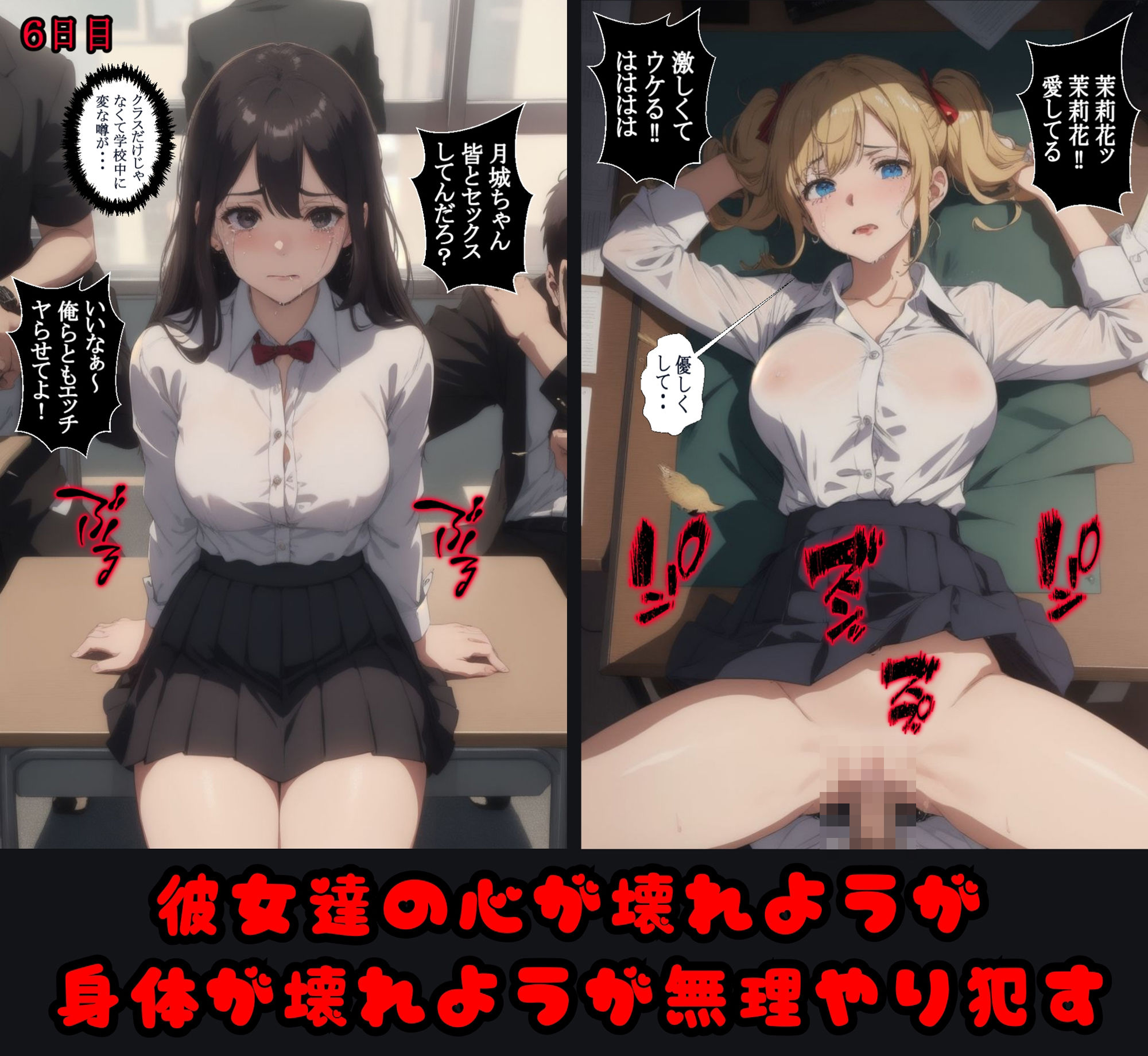 サンプル画像6:お前ら俺らの肉便器 レ〇プ学園 学校の男子達の欲望のままに(ゆゆの森) [d_466060]