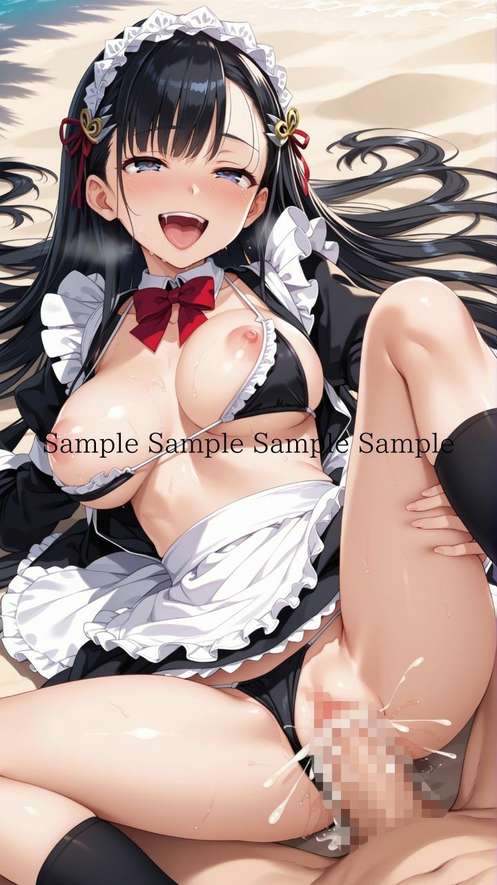 サンプル画像1:夏だ！海だ！堕天使水着エロメイド達とビーチで乱交バカンス！パート3(楽園への誘い) [d_466151]