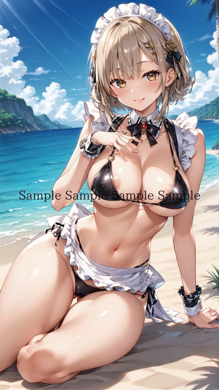 サンプル画像4:夏だ！海だ！堕天使水着エロメイド達とビーチで乱交バカンス！パート3(楽園への誘い) [d_466151]