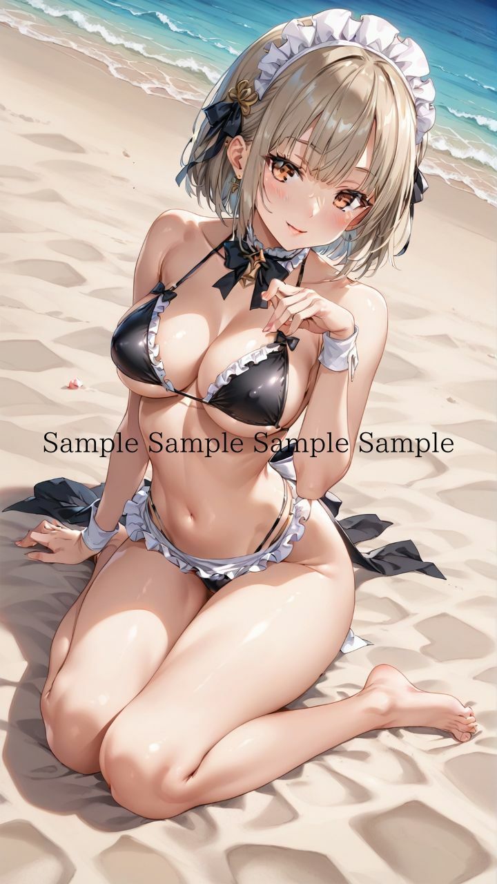 サンプル画像6:夏だ！海だ！堕天使水着エロメイド達とビーチで乱交バカンス！パート3(楽園への誘い) [d_466151]