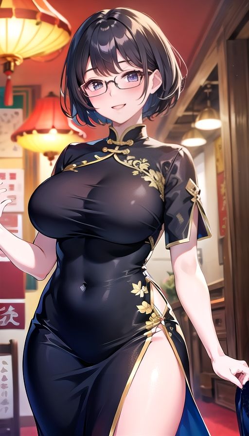 サンプル画像1:黒髪巨乳美人チャイナドレス(くろめあい) [d_466159]