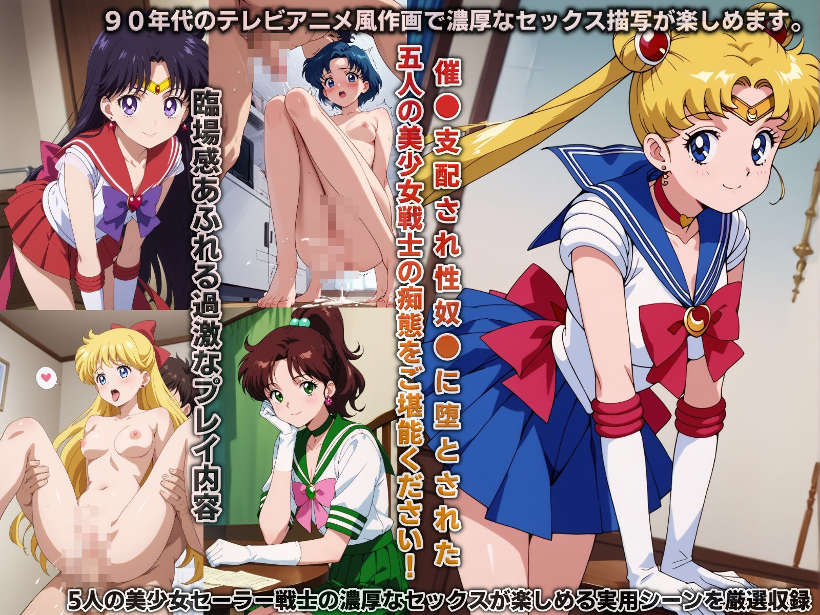 性奴○に堕ちた美少女セーラー戦士…5人の美少女戦士が催●支配され多様な体位で犯●れ続け快楽堕ち