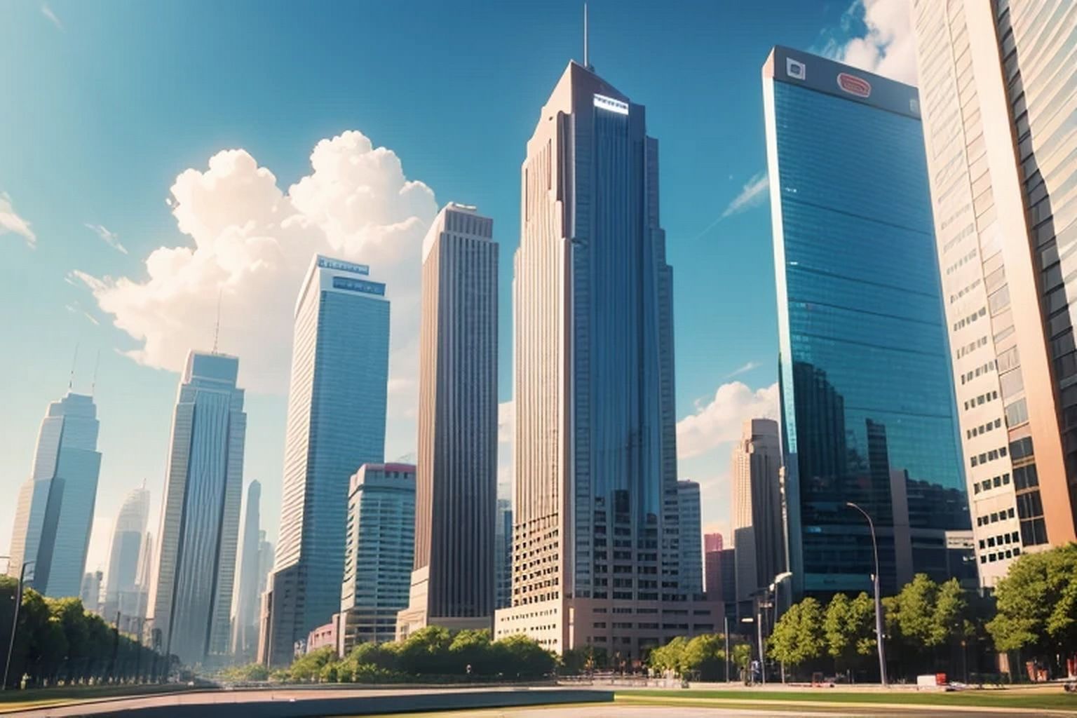 サンプル画像1:現代都市 背景素材(豊川内角) [d_466190]