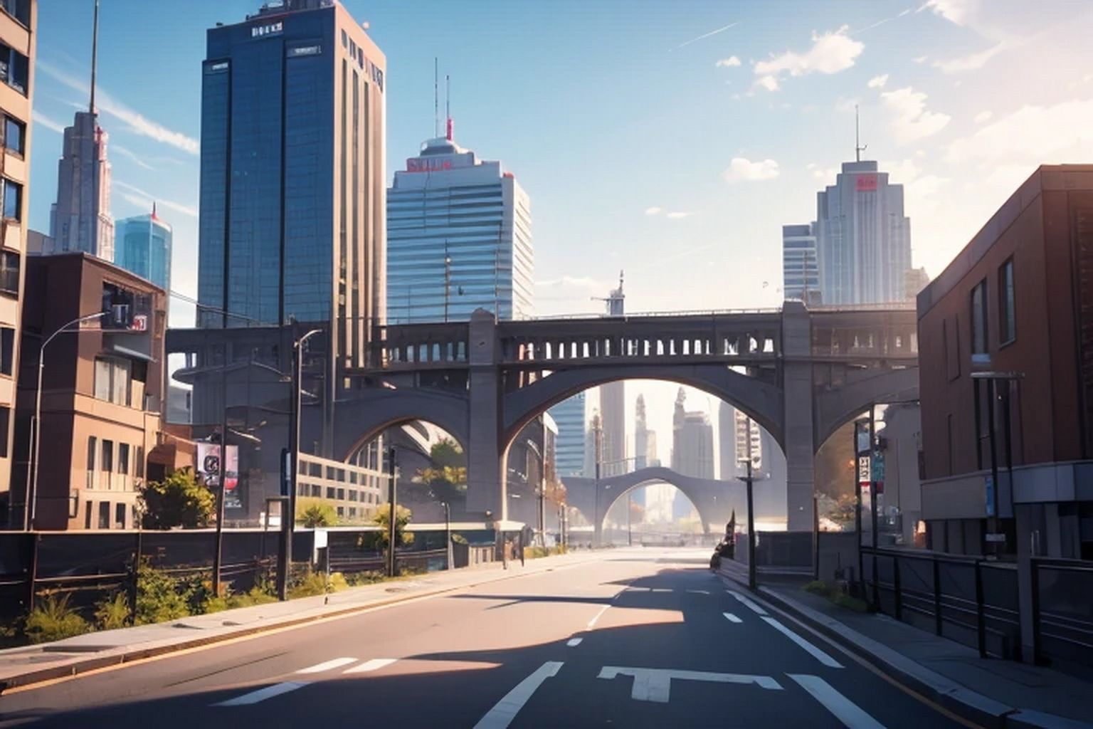 サンプル画像3:現代都市 背景素材(豊川内角) [d_466190]