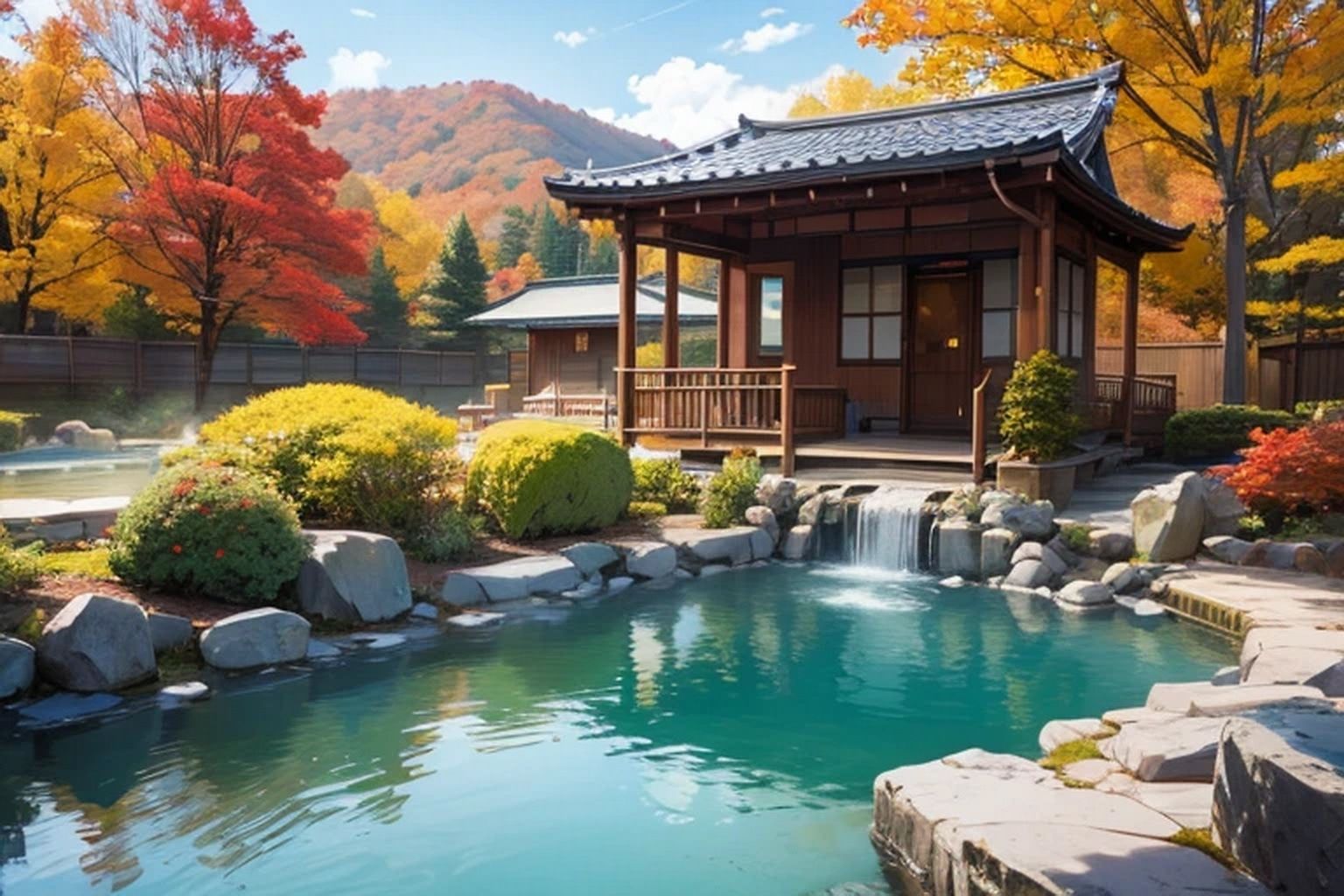 サンプル画像1:温泉宿・温泉 背景素材(豊川内角) [d_466259]