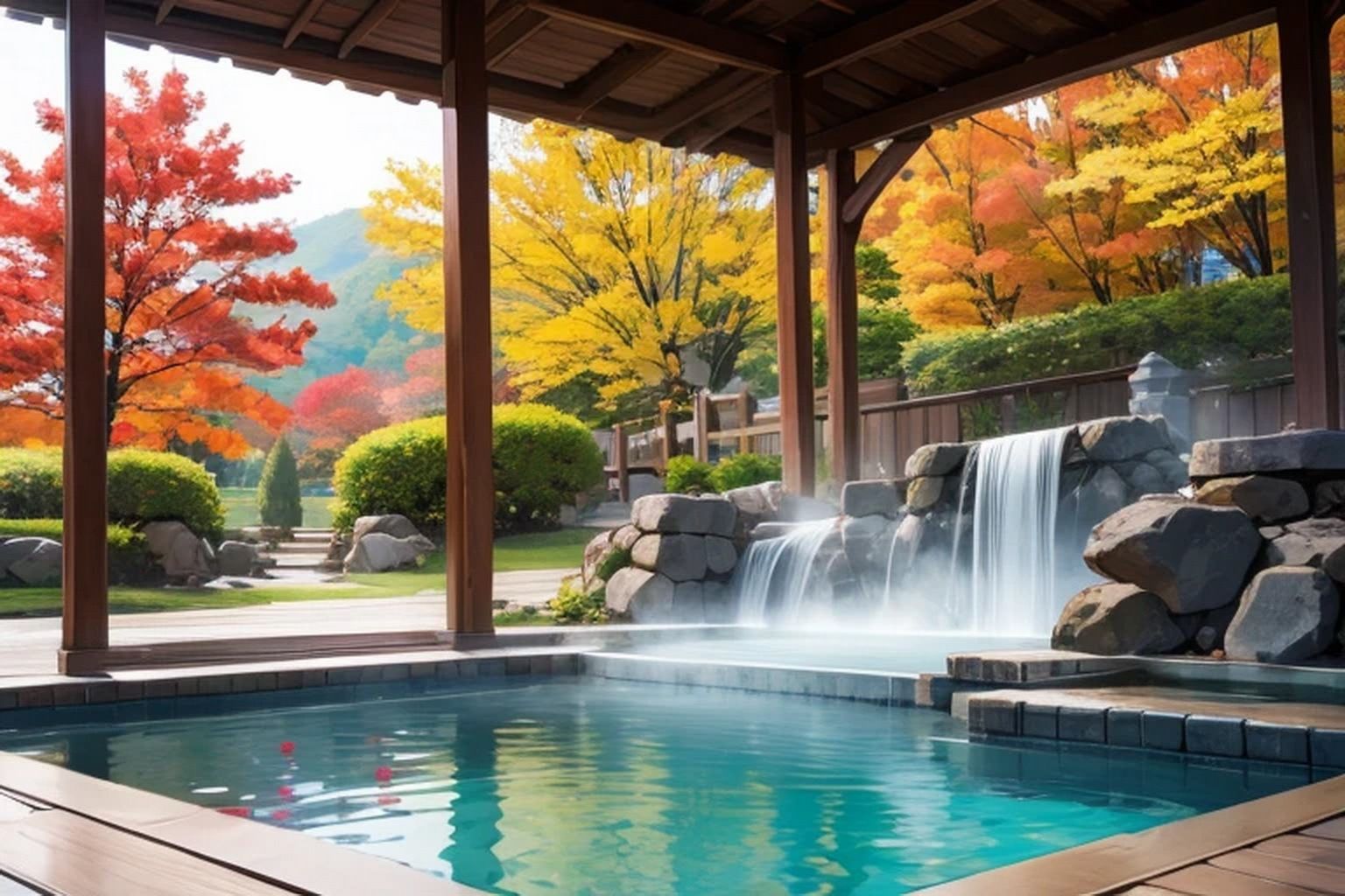 サンプル画像4:温泉宿・温泉 背景素材(豊川内角) [d_466259]