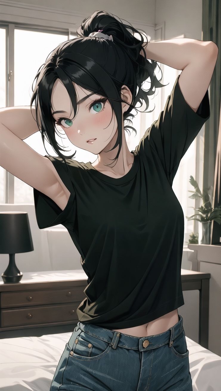 サンプル画像1:AIイラスト美少女画像集100選Vol.7 ポニーテール娘の朝(ドンガラ) [d_466419]