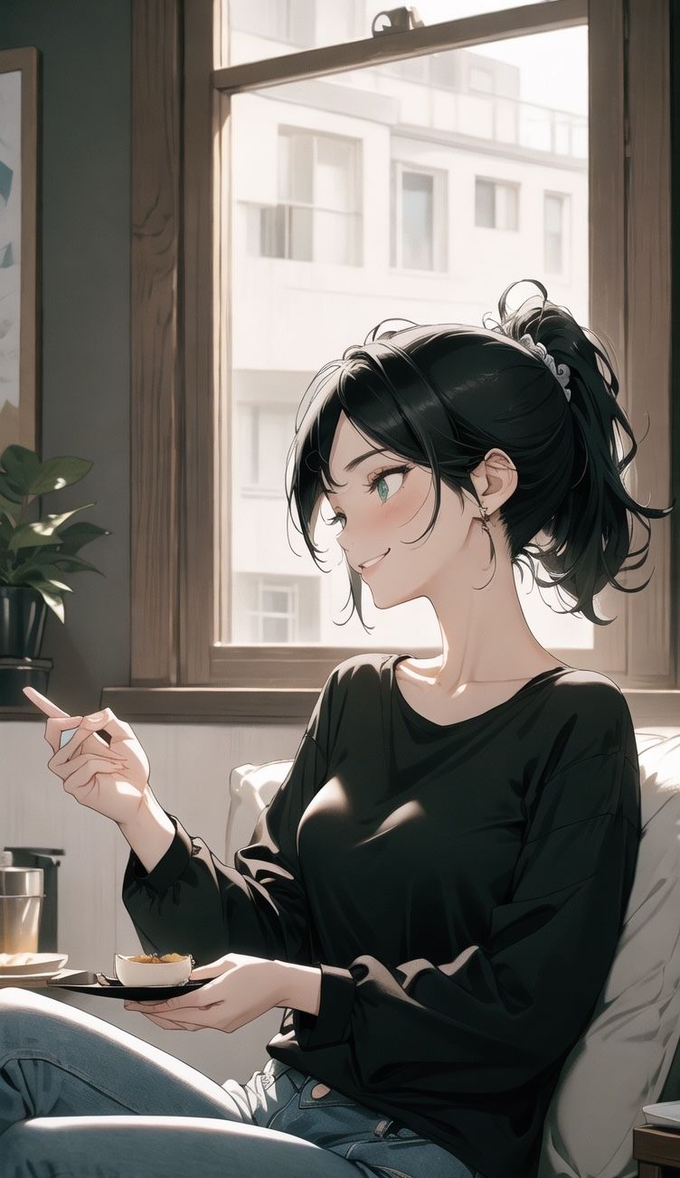 サンプル画像3:AIイラスト美少女画像集100選Vol.7 ポニーテール娘の朝(ドンガラ) [d_466419]