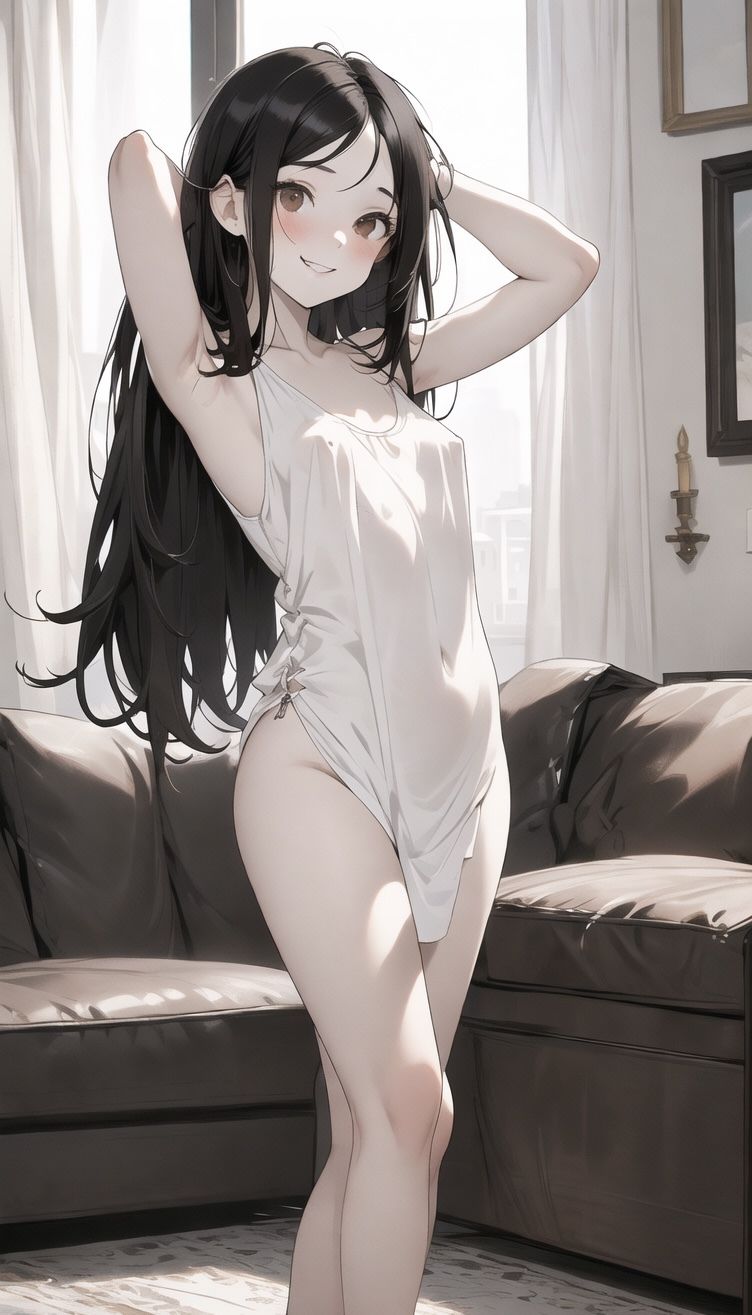 サンプル画像2:AIイラスト美少女画像集100選Vol.9 黒髪少女の情事(ドンガラ) [d_466429]