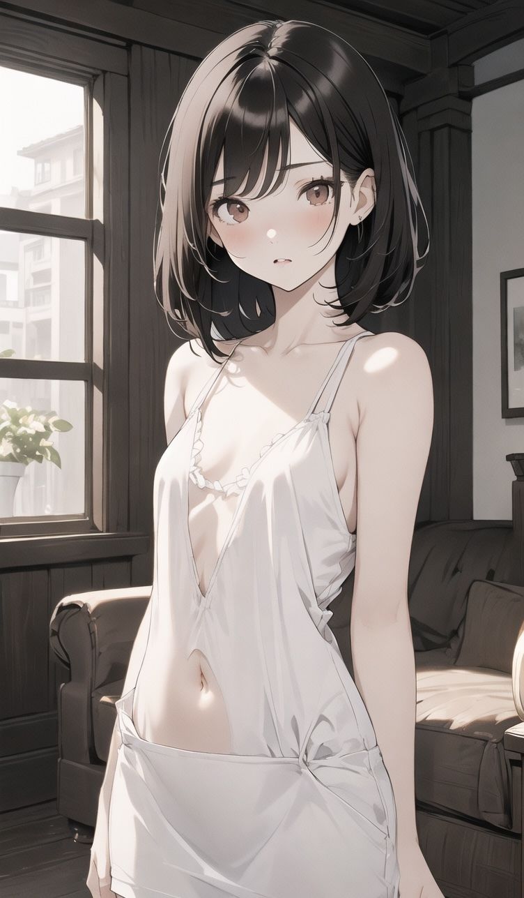 サンプル画像1:AIイラスト美少女画像集100選Vol.10 黒髪少女の一人遊び(ドンガラ) [d_466431]