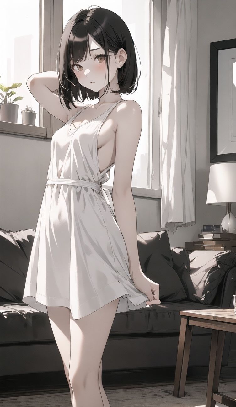 サンプル画像2:AIイラスト美少女画像集100選Vol.10 黒髪少女の一人遊び(ドンガラ) [d_466431]