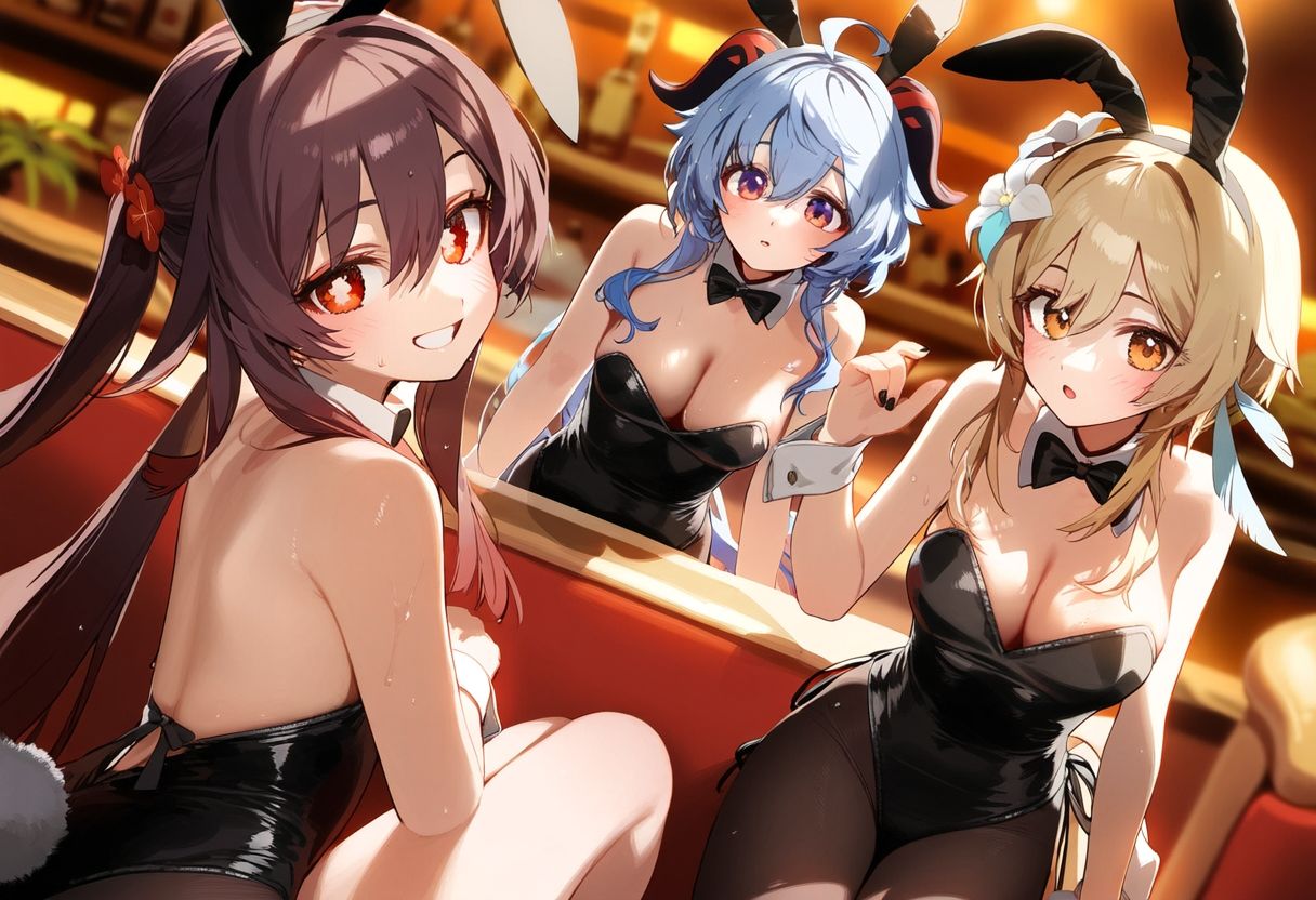 サンプル画像2:原◯ 甘◯、蛍、胡◯ バニーガール高解像度AIイラストセレクション(ぱーぷるでい) [d_466712]