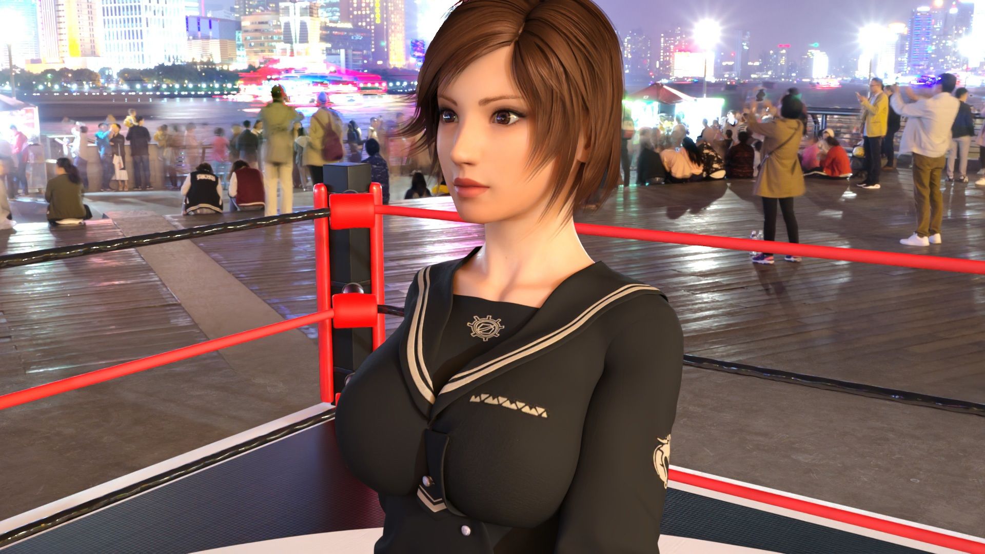 サンプル画像2:どこかで見たような関西弁格闘女性の乳揺れ動画（女子学生コスでスカート内盗撮）(Ozone_Layer) [d_466780]