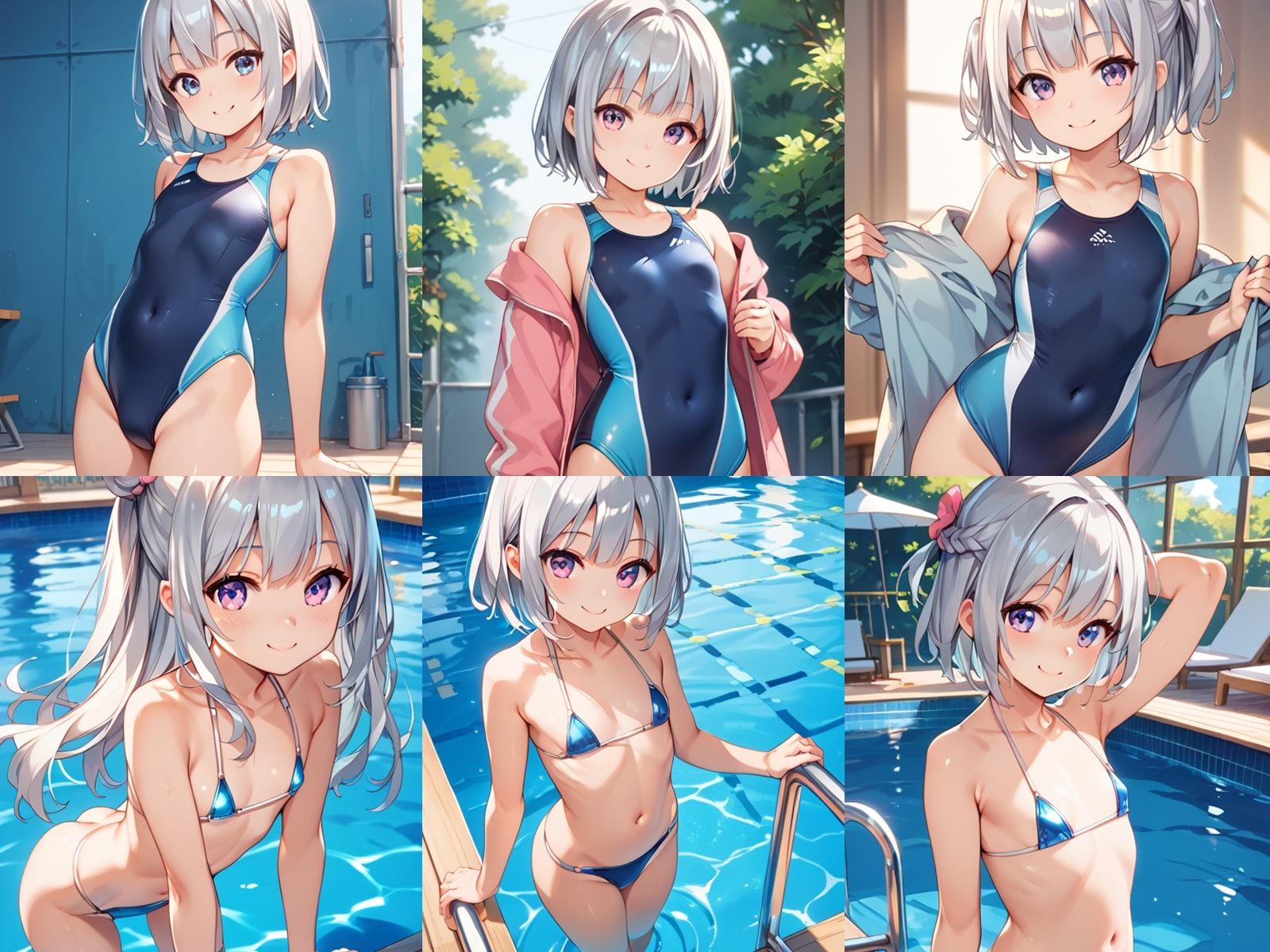 サンプル画像1:水泳部のちっぱい銀髪少女とエッチな撮影会を開催してセックスしまくった(メスの本能) [d_466940]