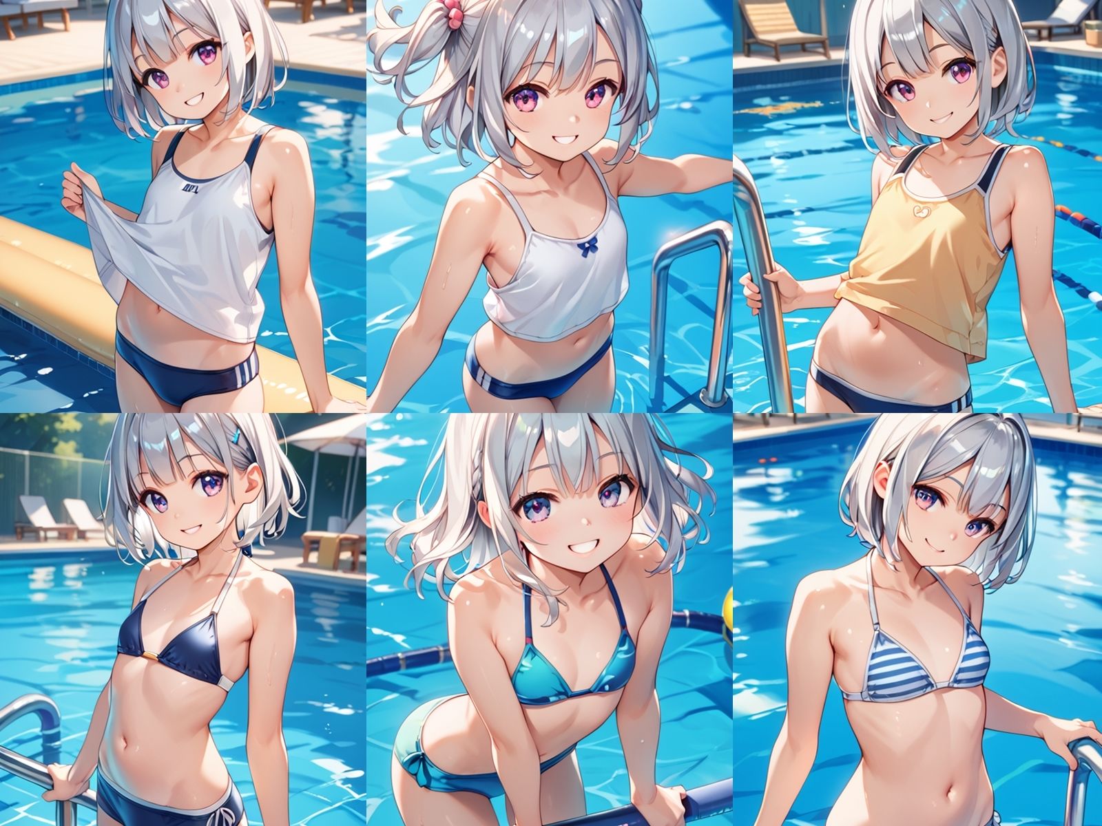 サンプル画像2:水泳部のちっぱい銀髪少女とエッチな撮影会を開催してセックスしまくった(メスの本能) [d_466940]