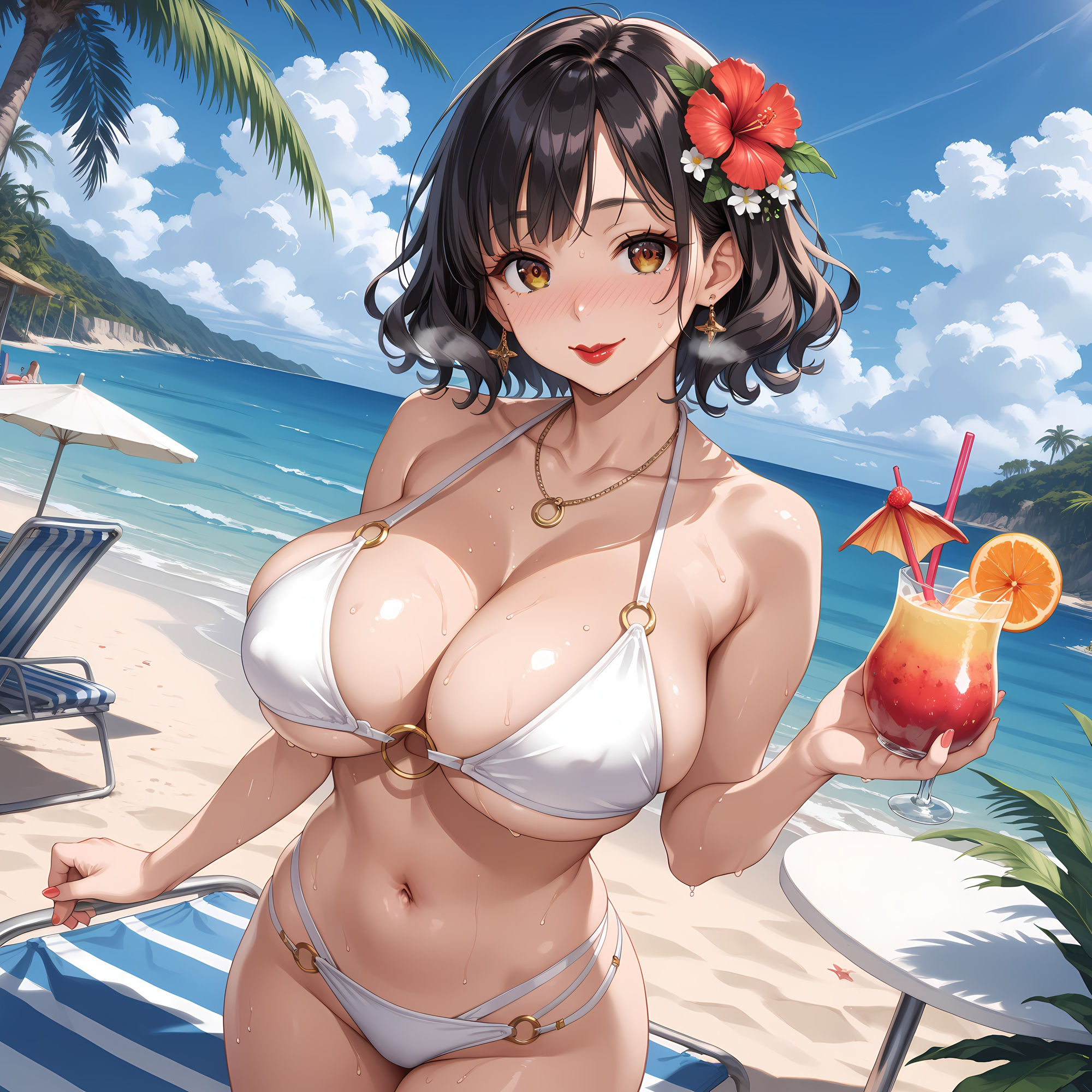 サンプル画像1:お母さんの水着姿と下着姿を独占するCG集(妄想サチュレーション) [d_467037]