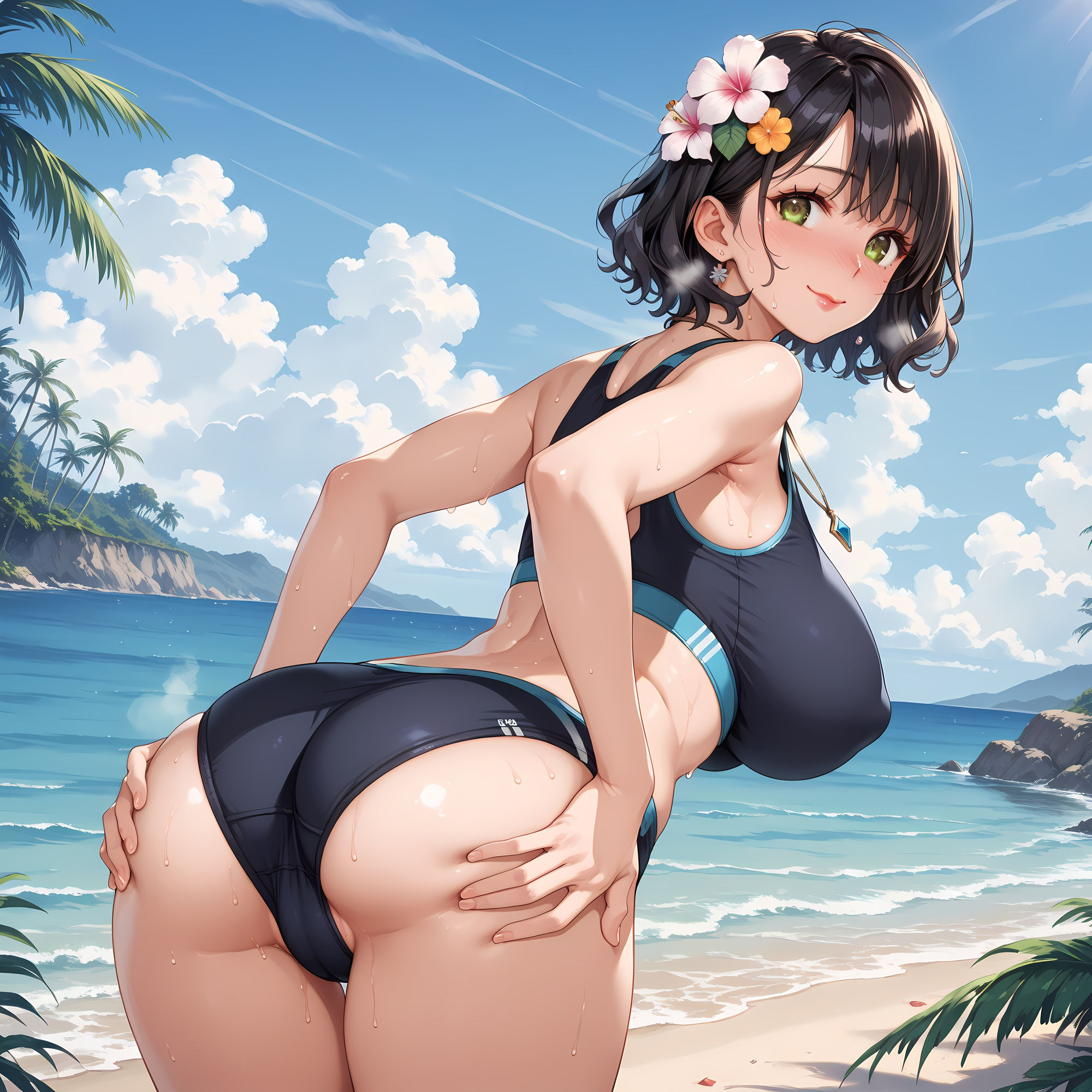 サンプル画像3:お母さんの水着姿と下着姿を独占するCG集(妄想サチュレーション) [d_467037]