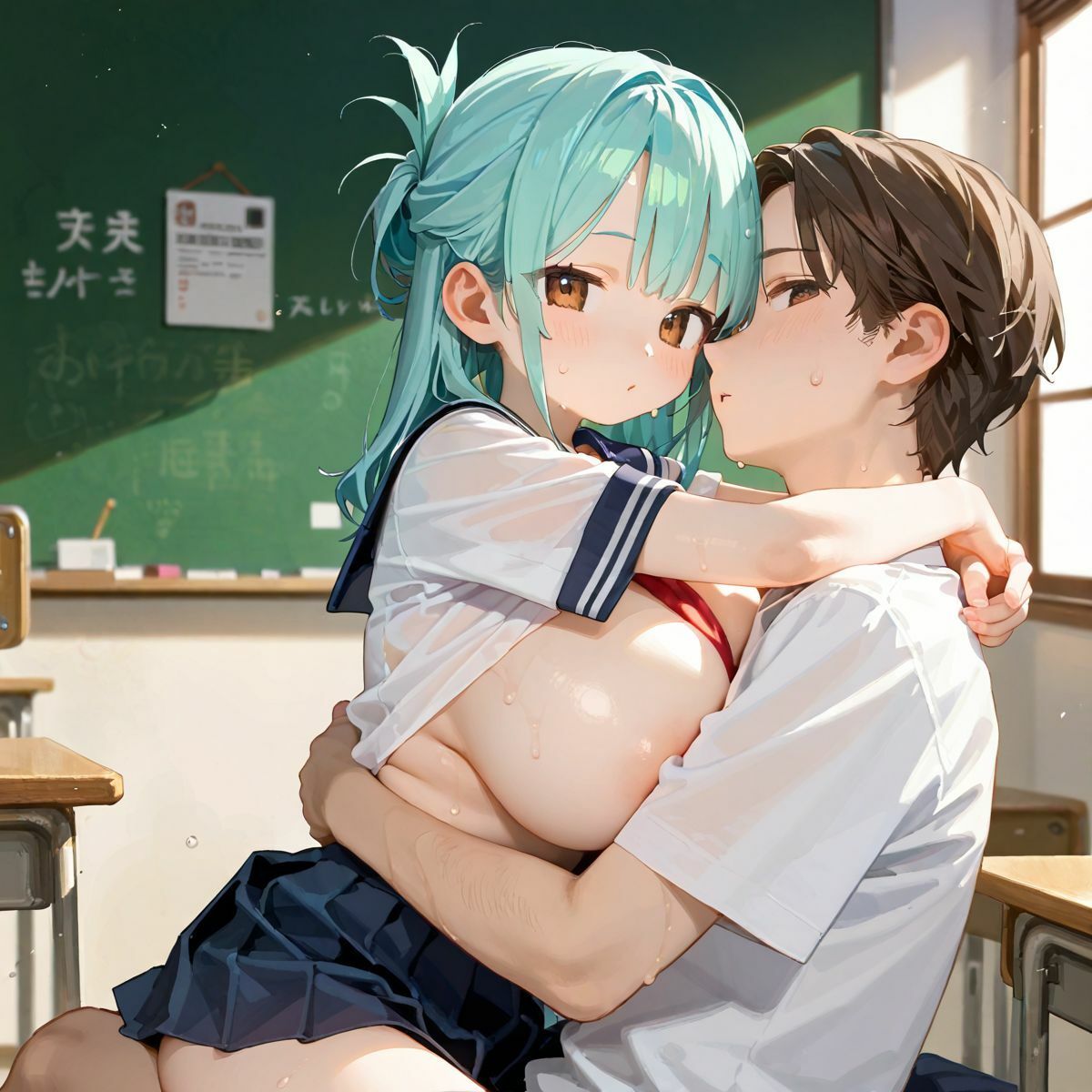 サンプル画像1:むちむち爆乳制服ギャルと教室で濃厚セッ〇ス！04(みかさ屋) [d_467279]